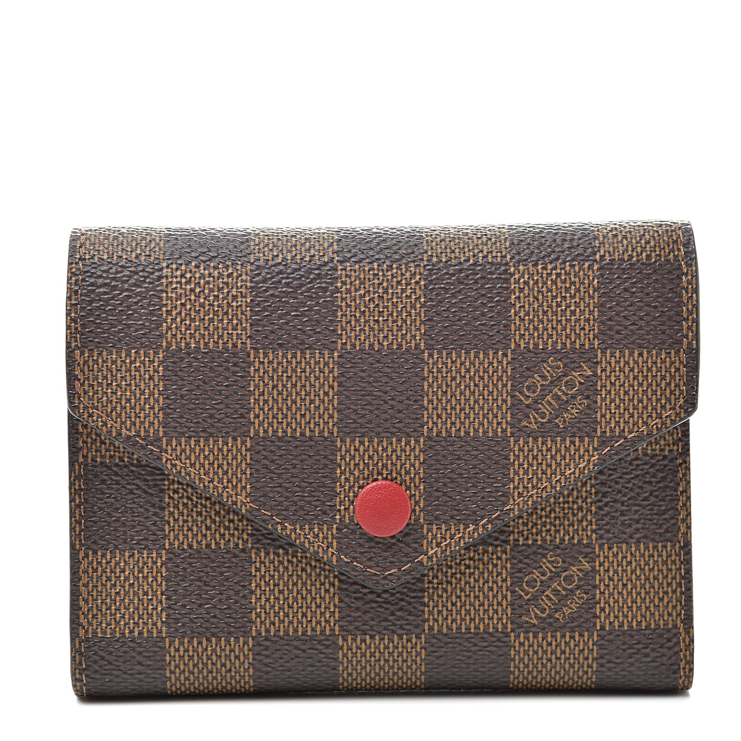 LOUIS VUITTON Damier Ebene Victorine Wallet Red 524114