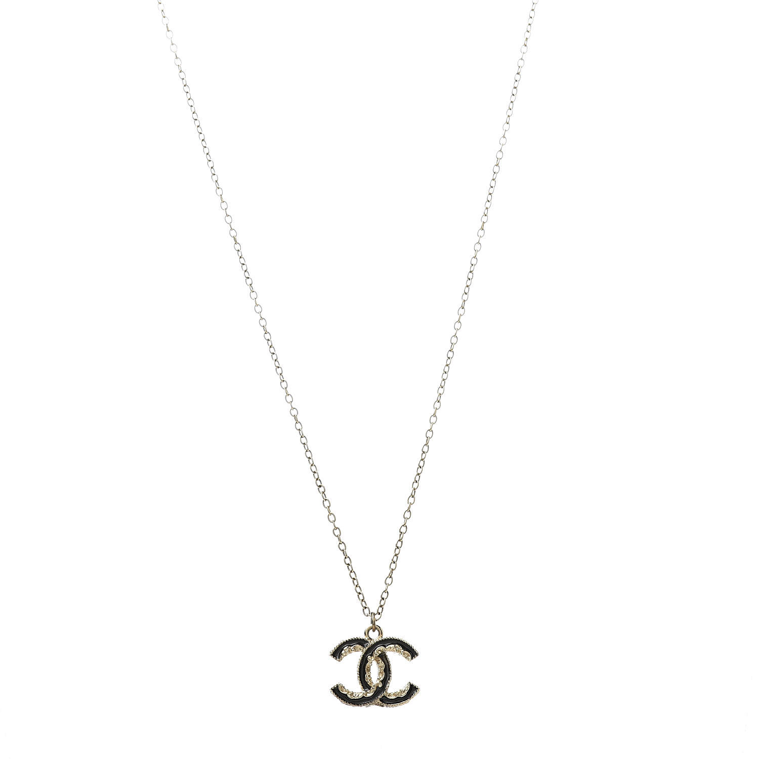 pics Black Chanel Logo Necklace chanel enamel cc baroque necklace black