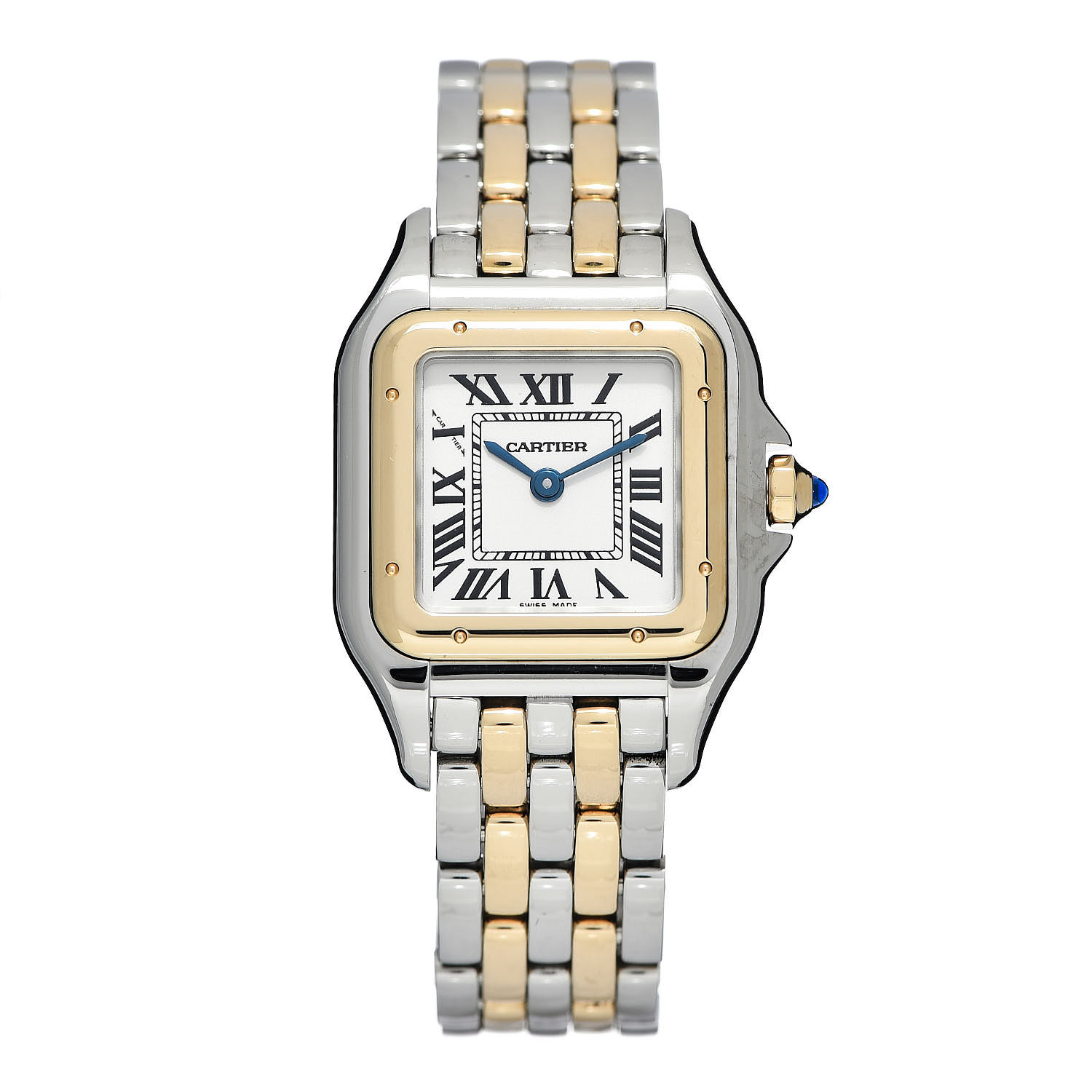 cartier 18k yellow gold stainless steel 22mm panthere quartz watch