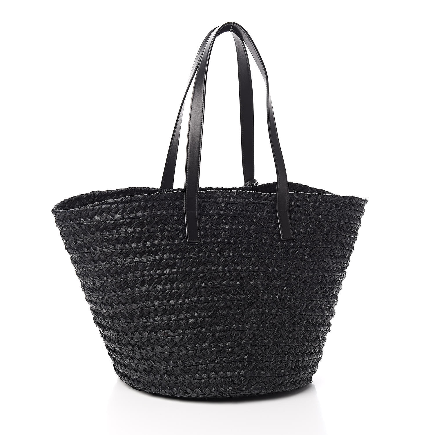 SAINT LAURENT Raffia Medium Panier Bag Black 524713 | FASHIONPHILE