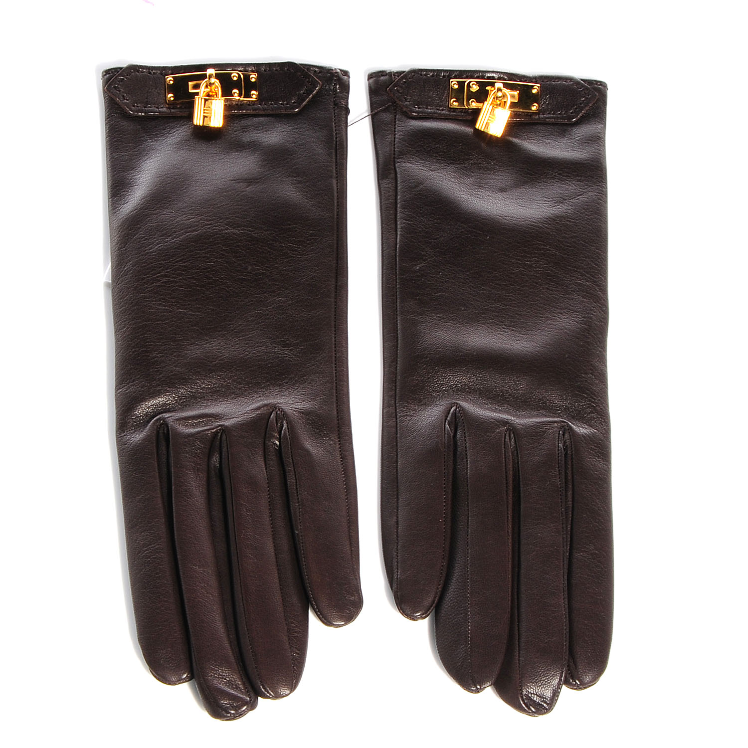 HERMES Lambskin Soya Gloves Size 7 Chocolate 71861 | FASHIONPHILE