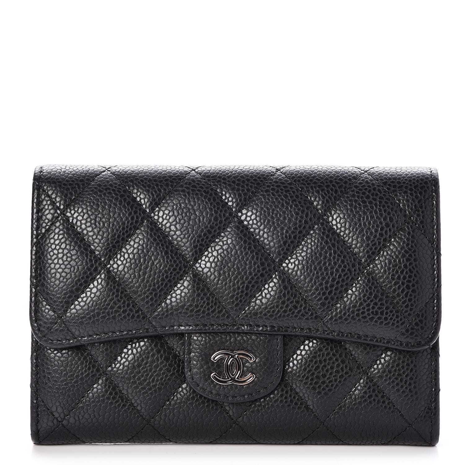 CHANEL Caviar Quilted Small Flap Wallet Black 240814