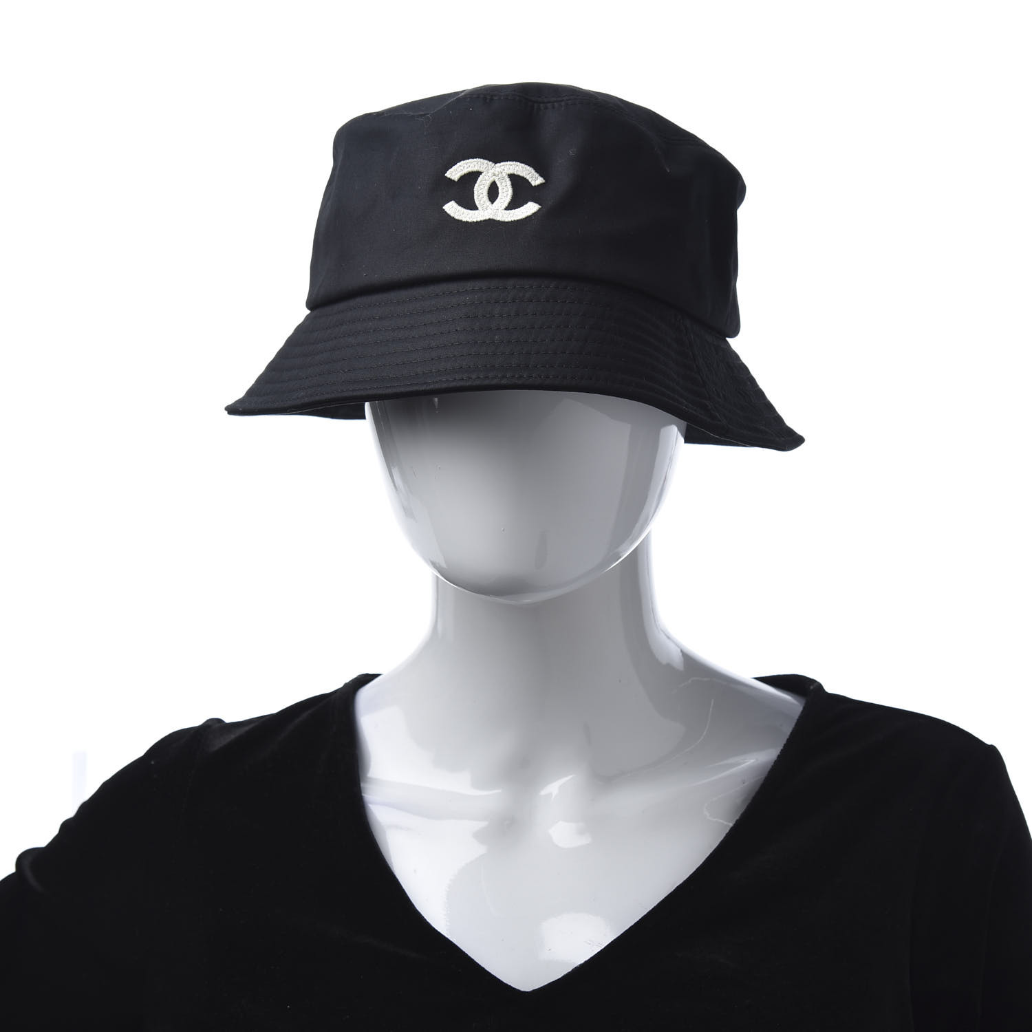 chanel black bucket hat