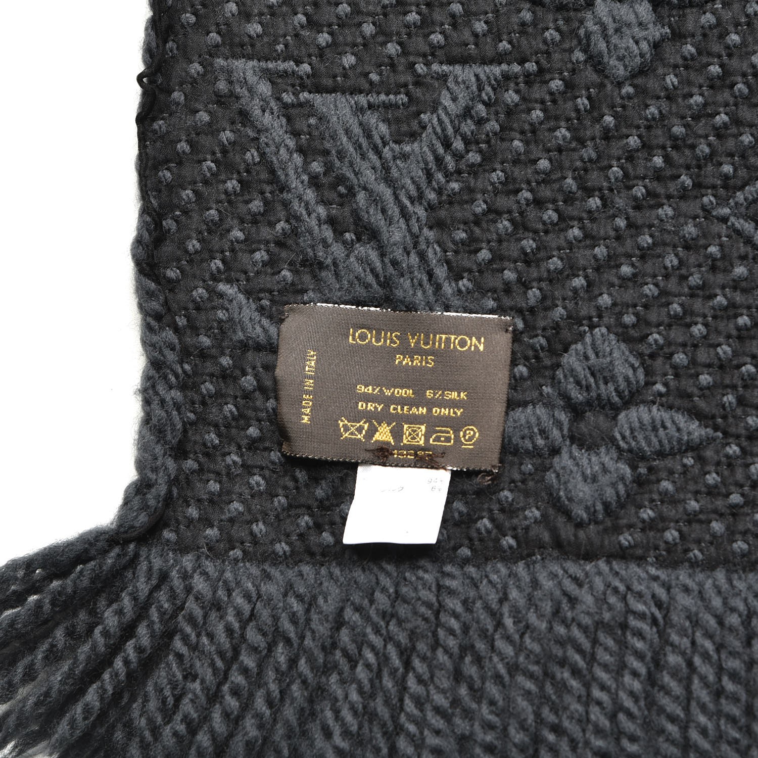 LOUIS VUITTON Wool Silk Logomania Scarf Charcoal Grey 231324