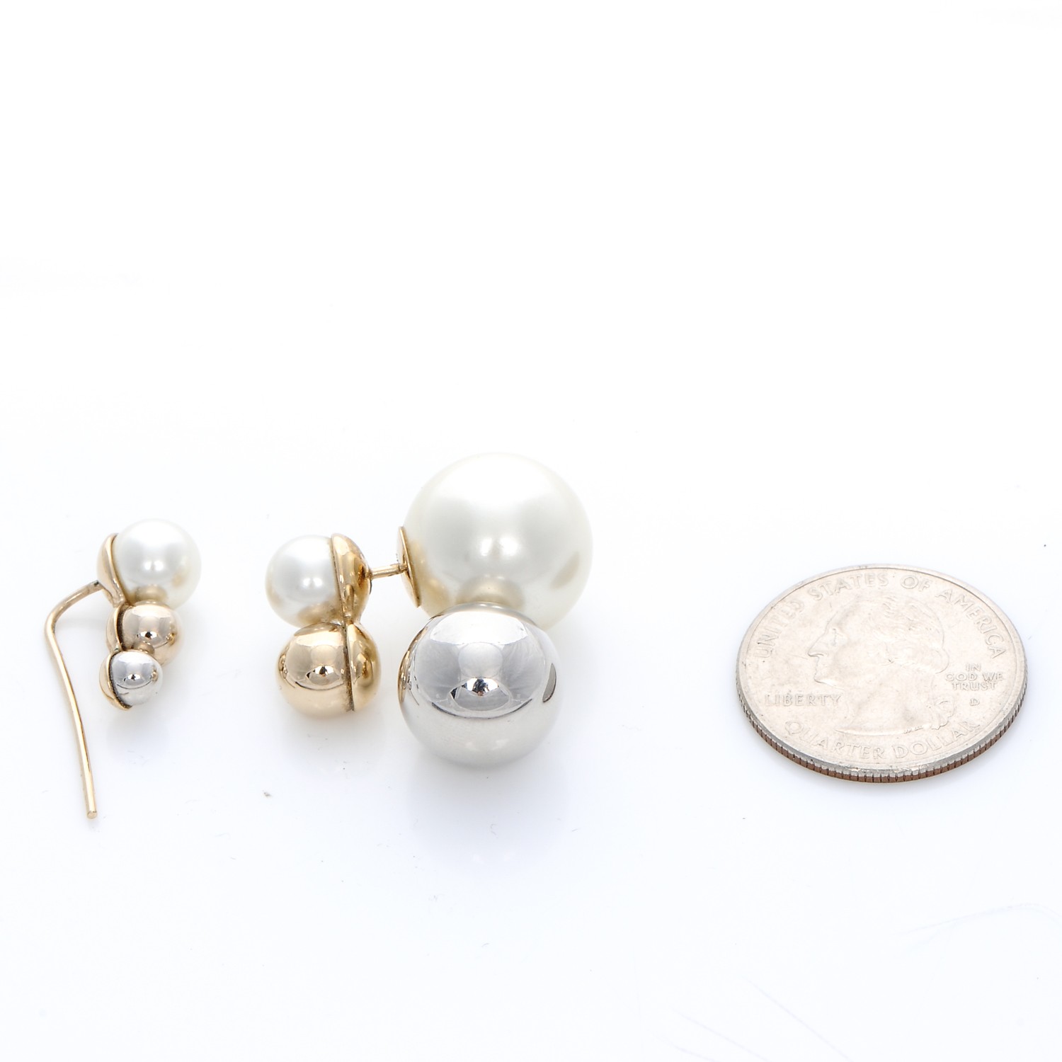 christian dior double pearl earrings
