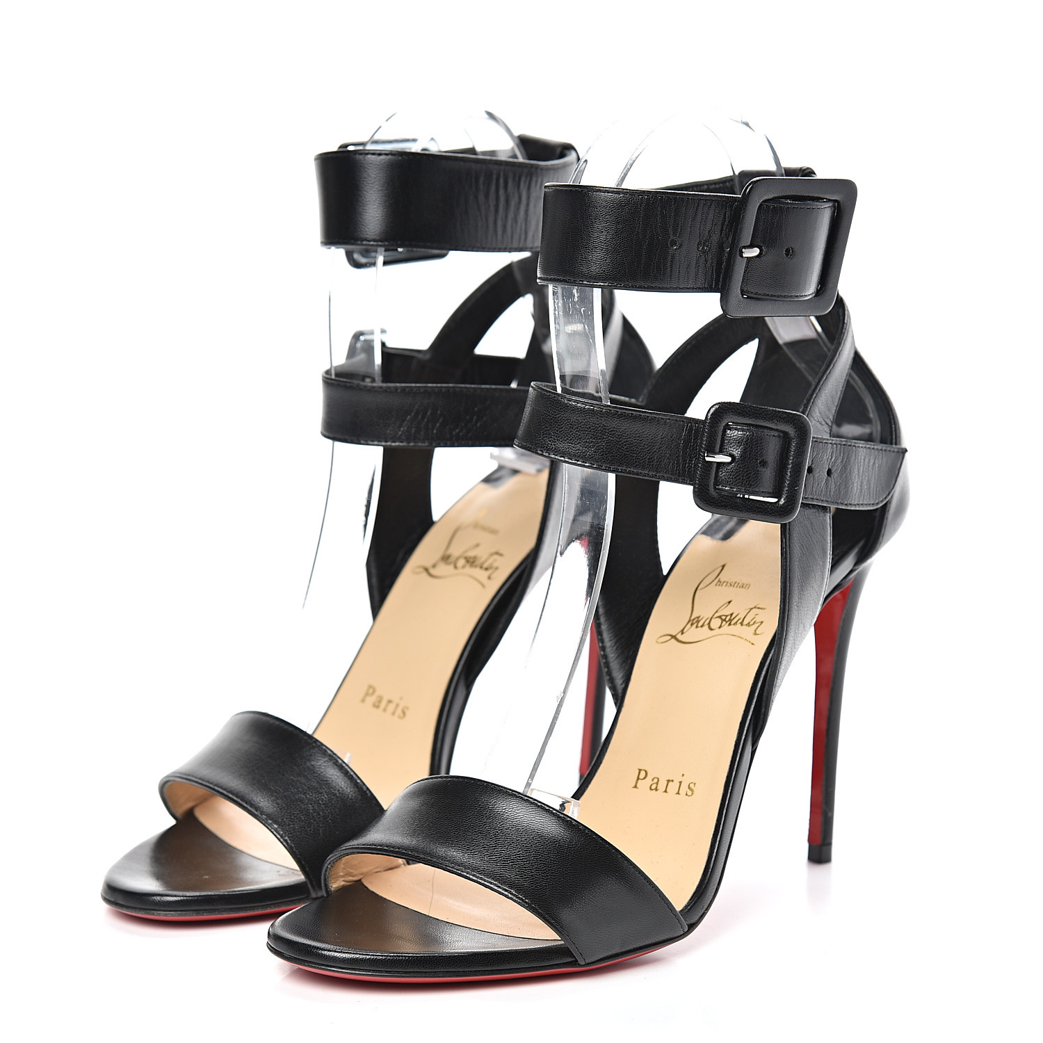 CHRISTIAN LOUBOUTIN Kid Multipot 100 Sandals 36.5 Black 534035