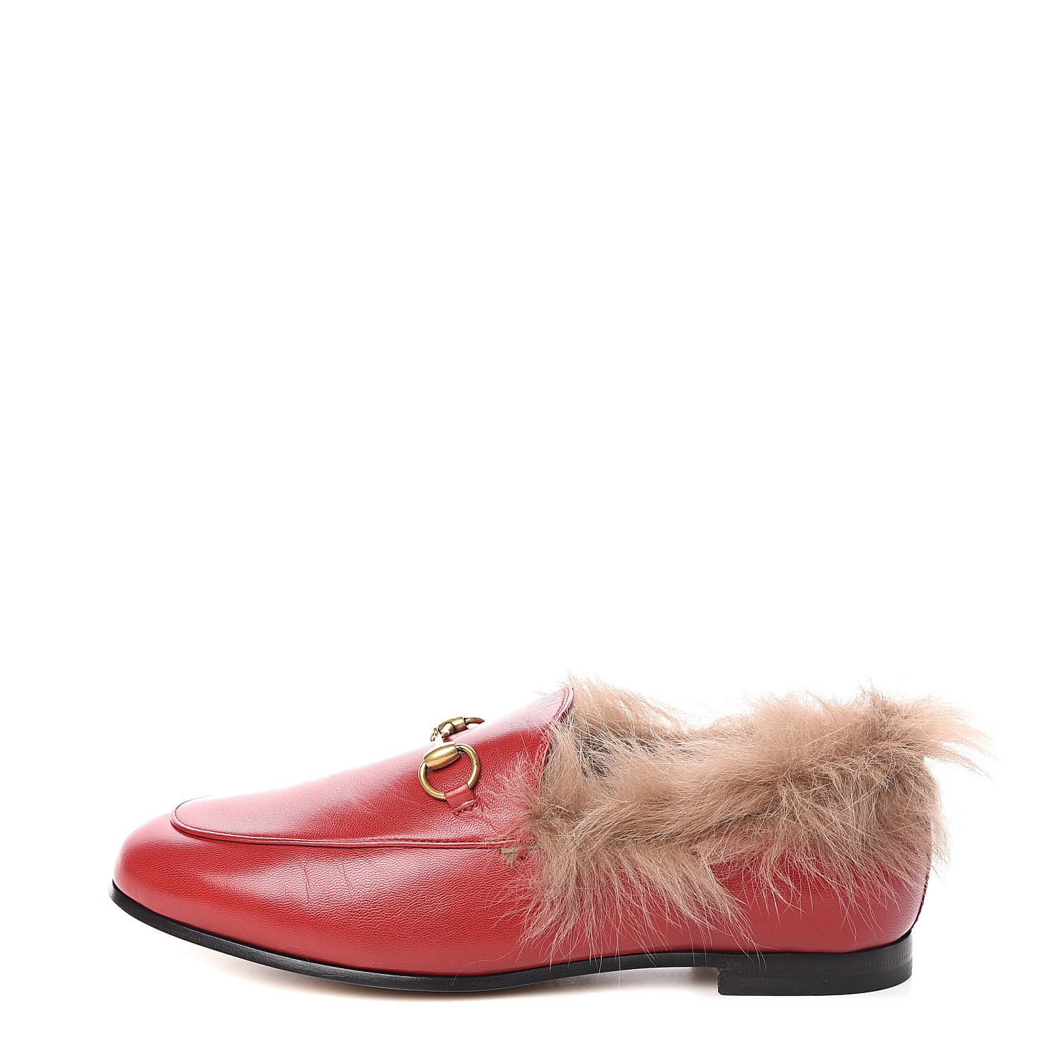 red loafers with fur