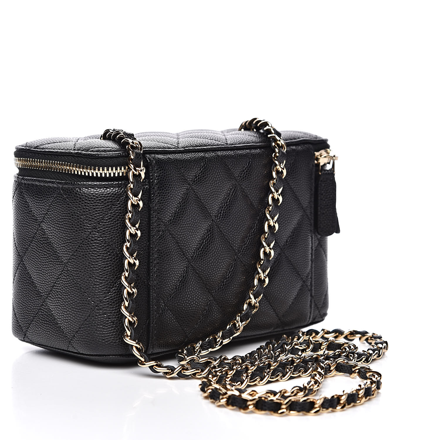 CHANEL Caviar Quilted Small Vanity Case With Chain Black 531024