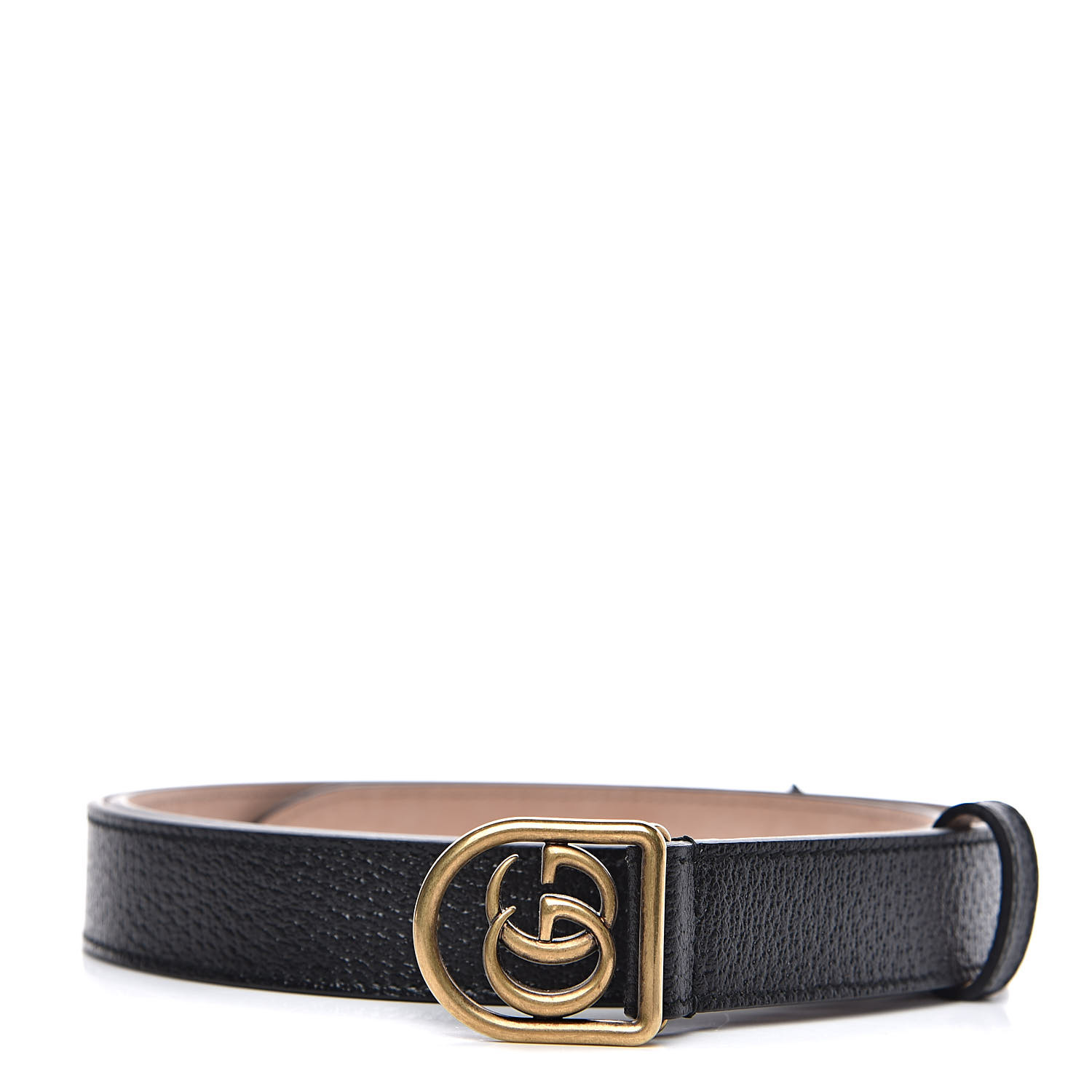 leather belt with framed double g