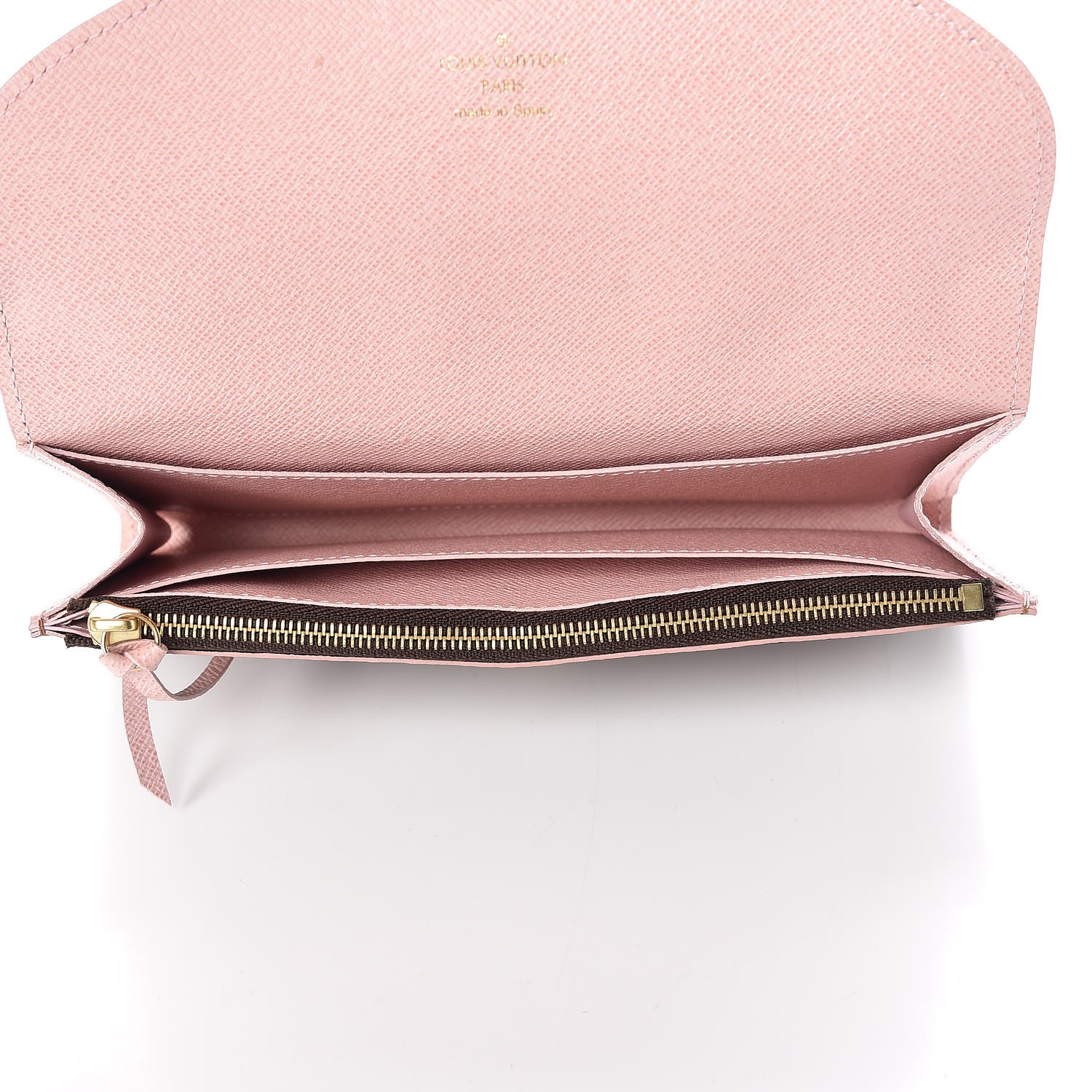 Authentic Louis Vuitton Caissa damier ebene snap wallet with pink trim