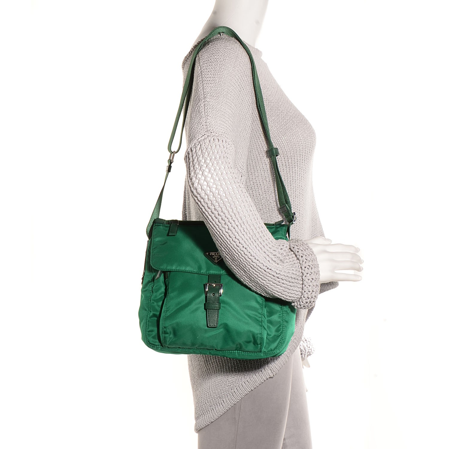 prada messenger bag green