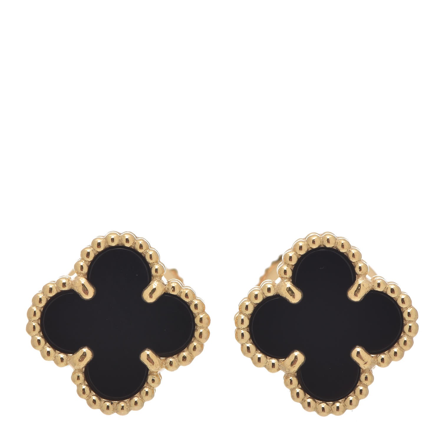 VAN CLEEF & ARPELS 18K Yellow Gold Black Onyx Sweet Alhambra Earrings ...