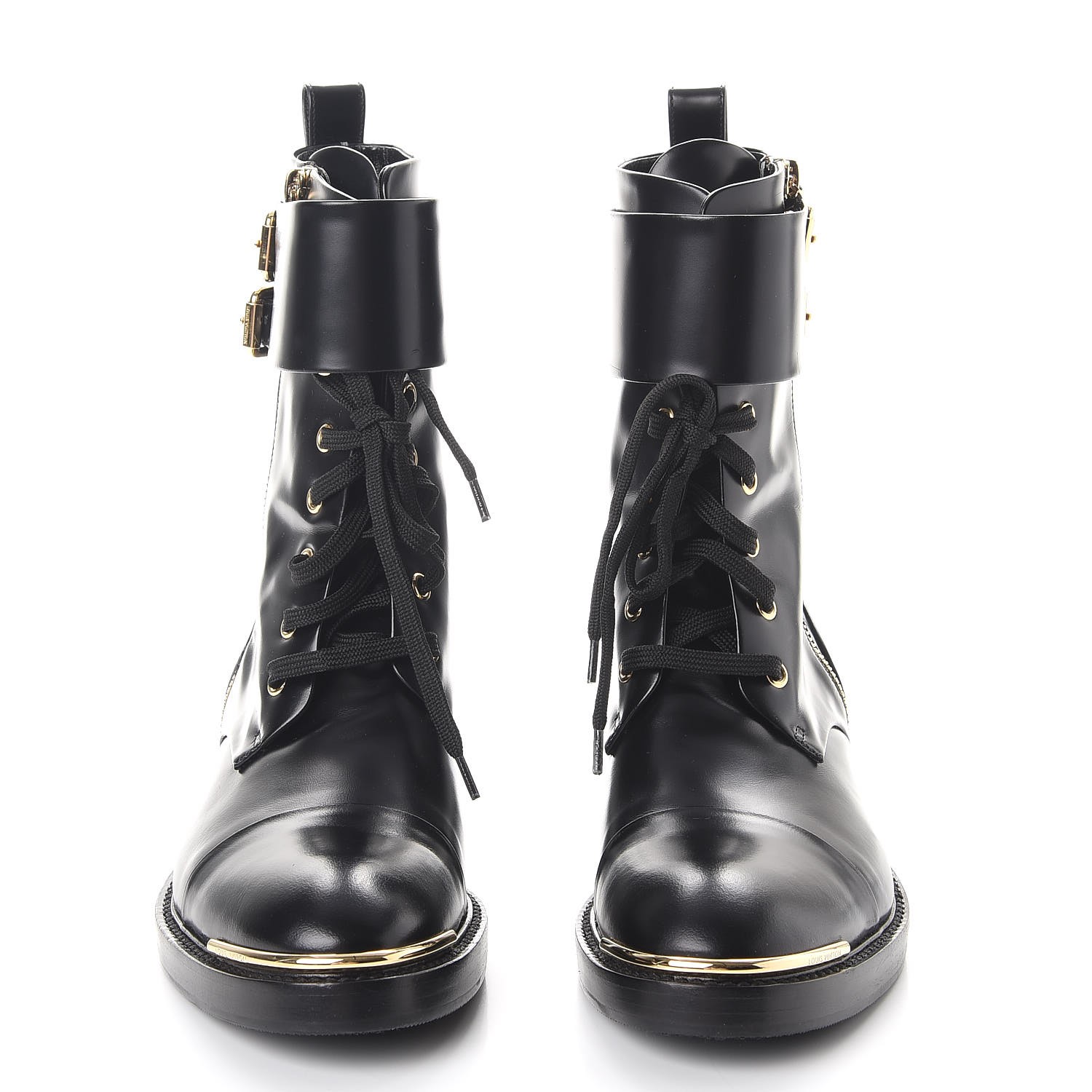 LOUIS VUITTON Calfskin Diplomacy Ranger Combat Boots 37.5 Black 257908