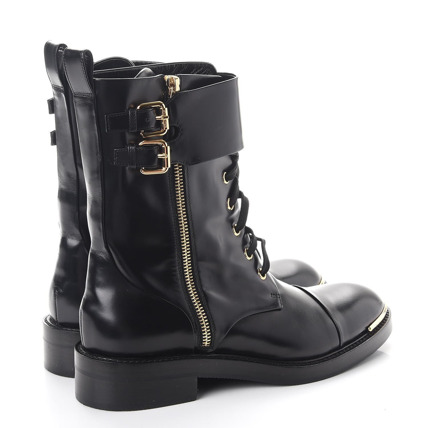 LOUIS VUITTON Calfskin Diplomacy Ranger Combat Boots 37.5 Black 257908