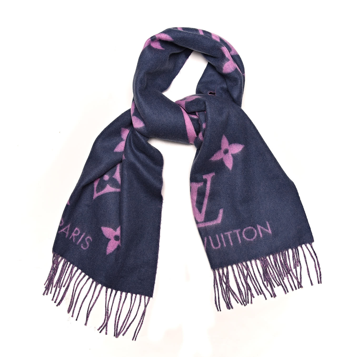 LOUIS VUITTON Cashmere Monogram Reykjavik Scarf Purple Pink 426824