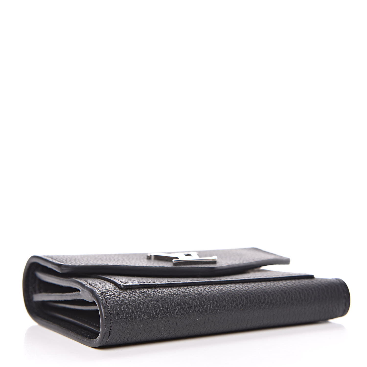 LOUIS VUITTON Soft Calfskin Mylockme Compact Wallet Black 426885