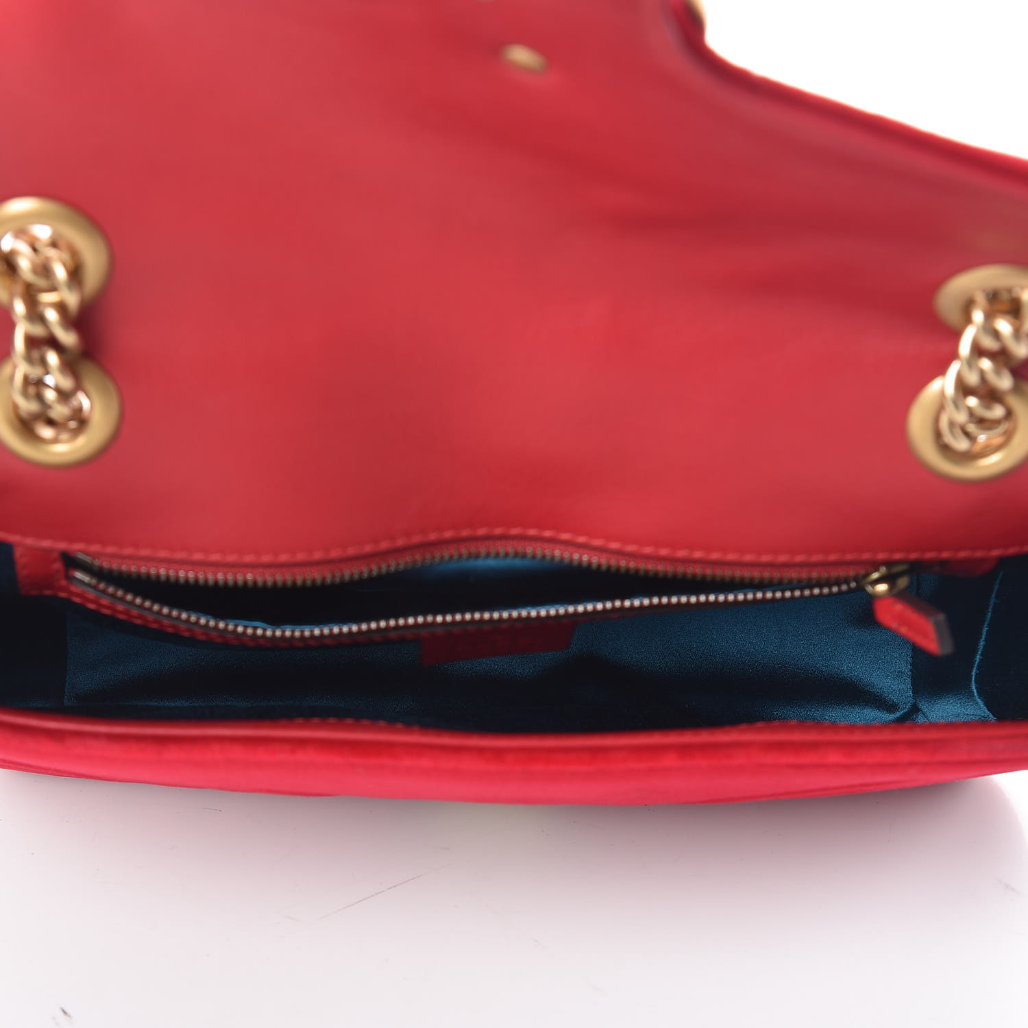 GUCCI Velvet Matelasse Small GG Marmont Shoulder Bag Hibiscus Red 426358