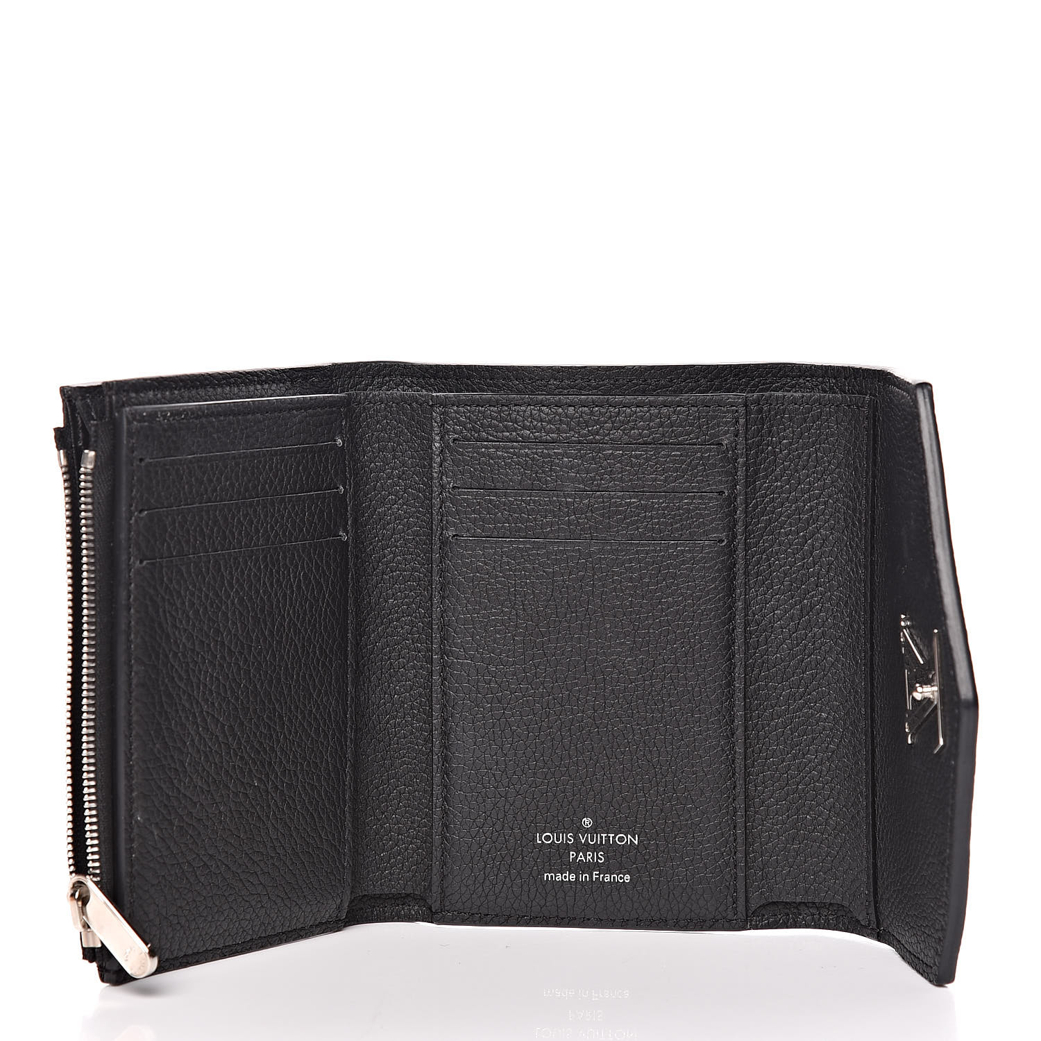 LOUIS VUITTON Soft Calfskin Mylockme Compact Wallet Black 426885