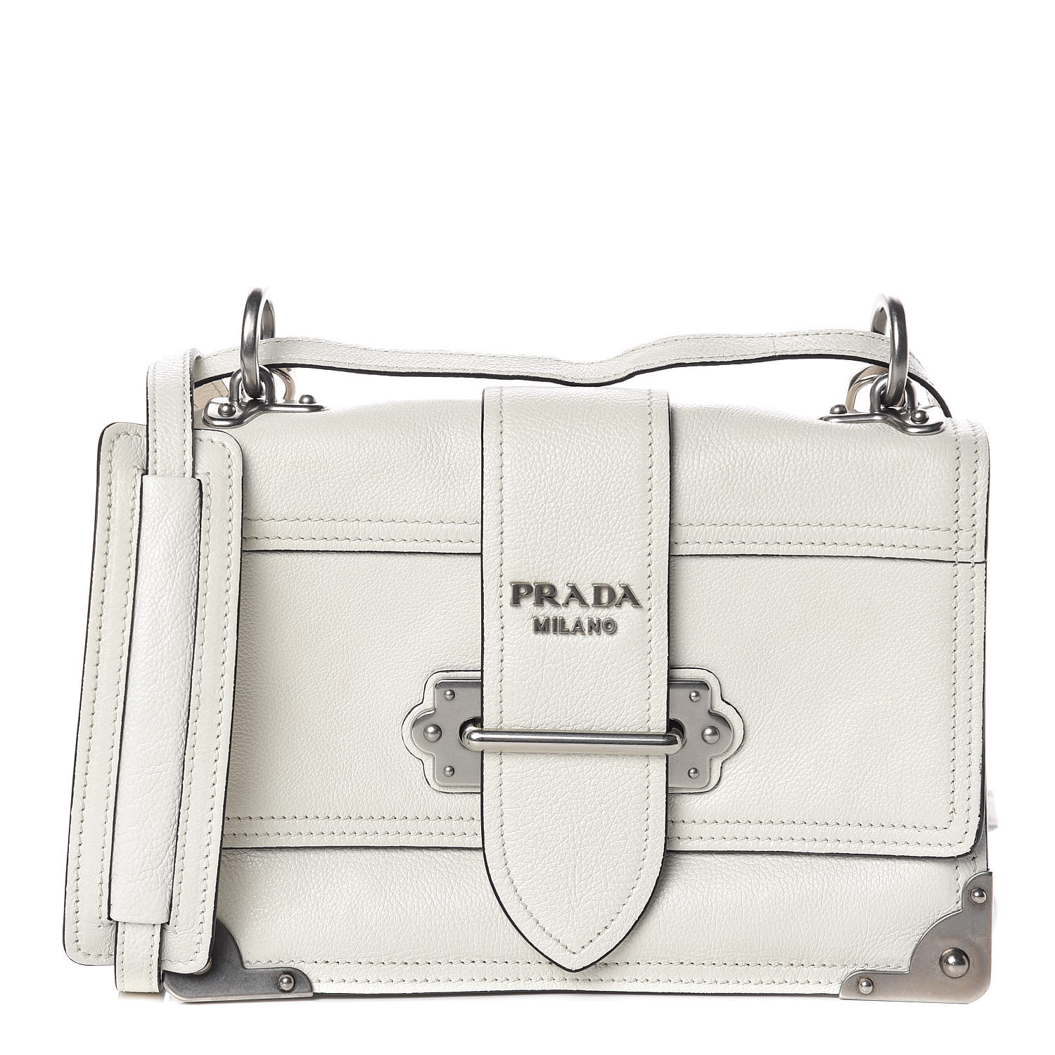 PRADA Glace Calfskin Large Soft Cahier Bag White 426811
