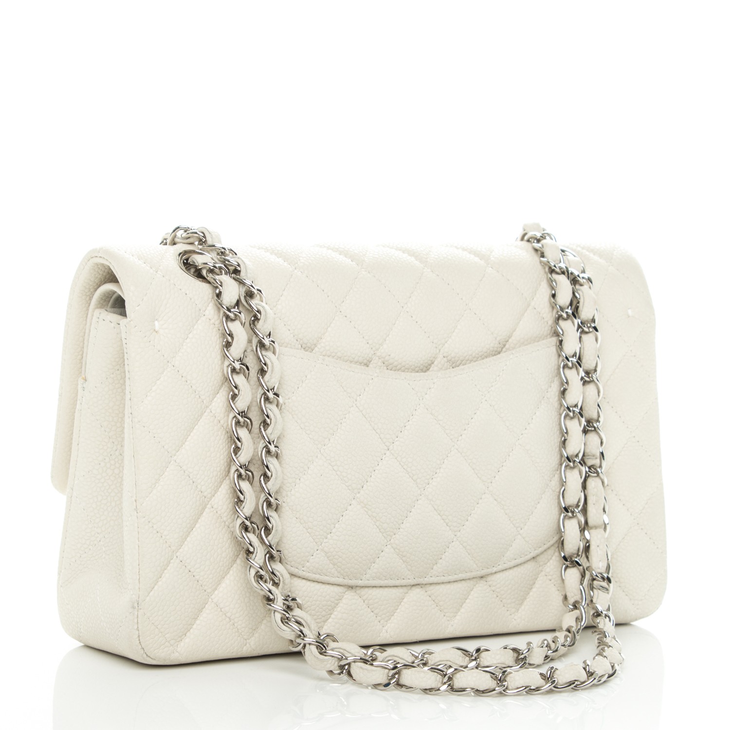 CHANEL Iridescent Caviar Quilted Medium Double Flap Off White 183565
