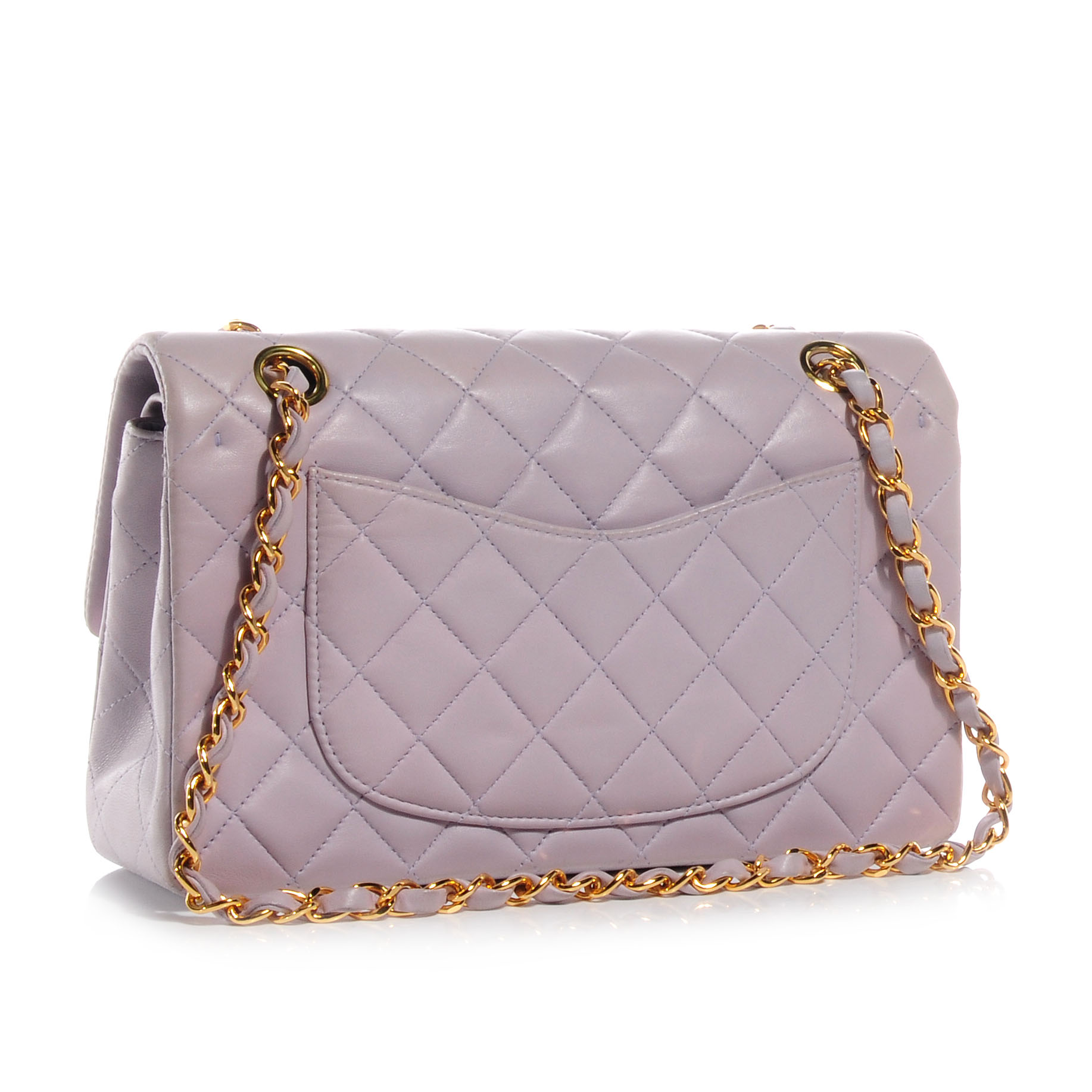 CHANEL Lambskin Quilted Small Double Flap Lilac 62276