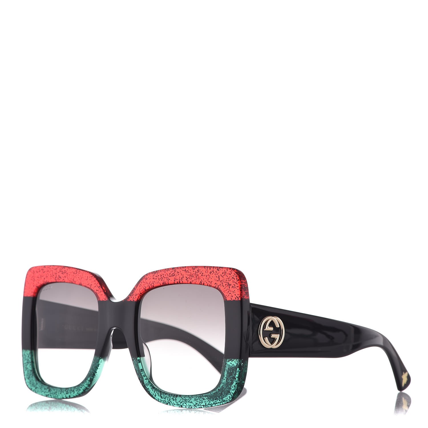 gucci square acetate sunglasses black green red