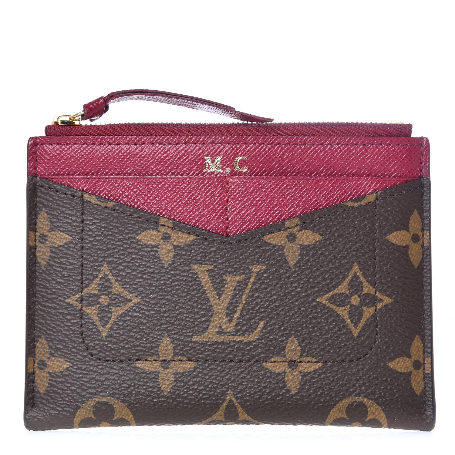 louis vuitton card holder monogram fuchsia LOUIS VUITTON Monogram Zipped Card Holder Fuchsia 345281