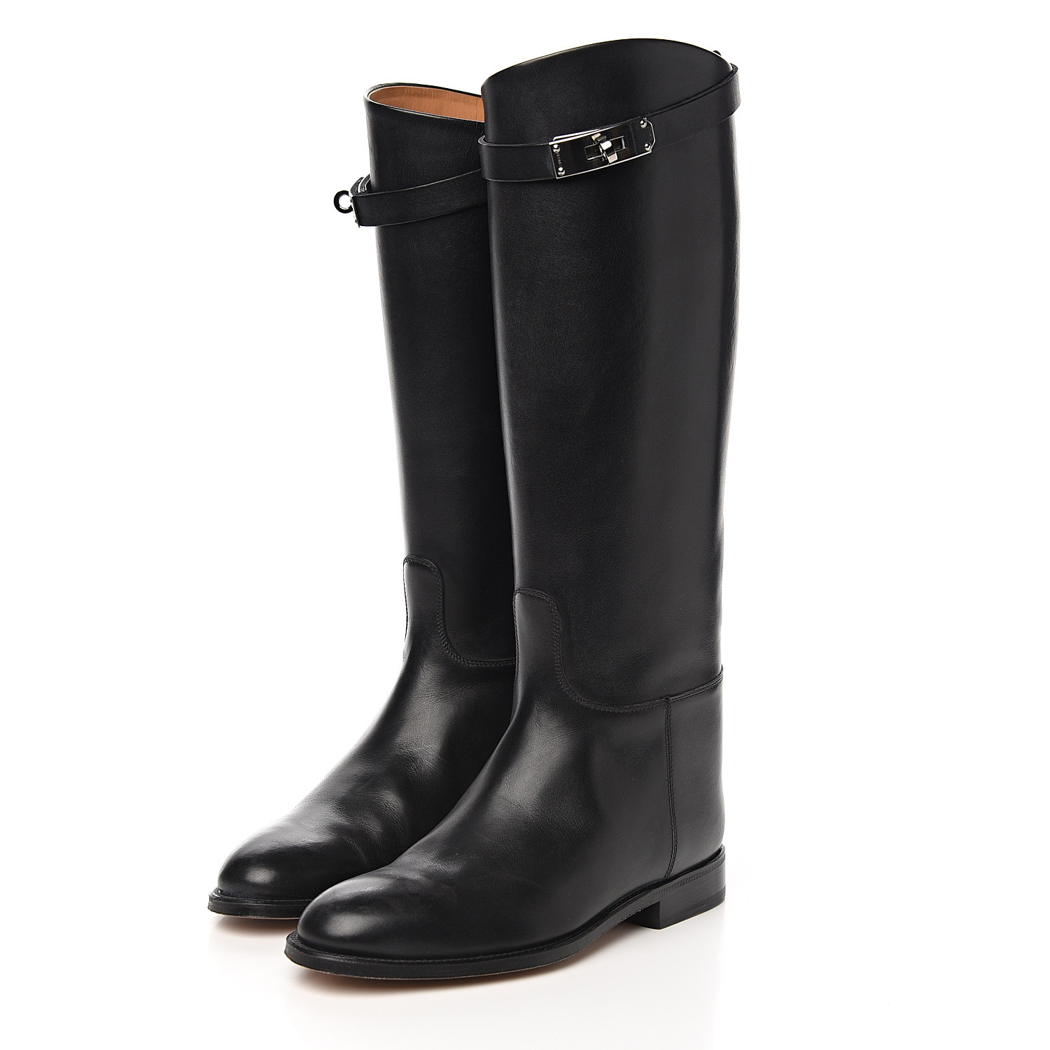 HERMES Box Kelly Jumping Boots 35 Black 568294