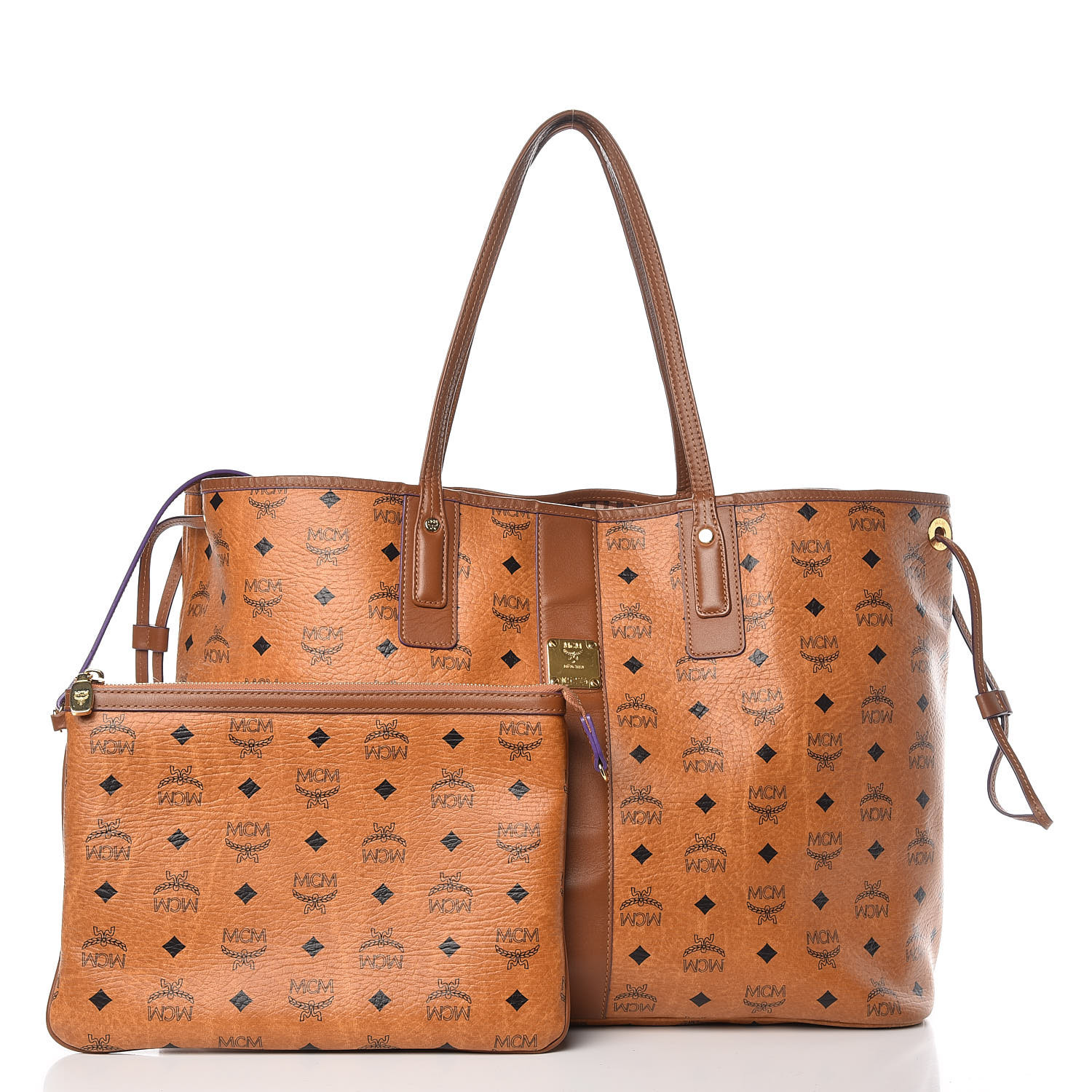 mcm liz large shopper bag cognac