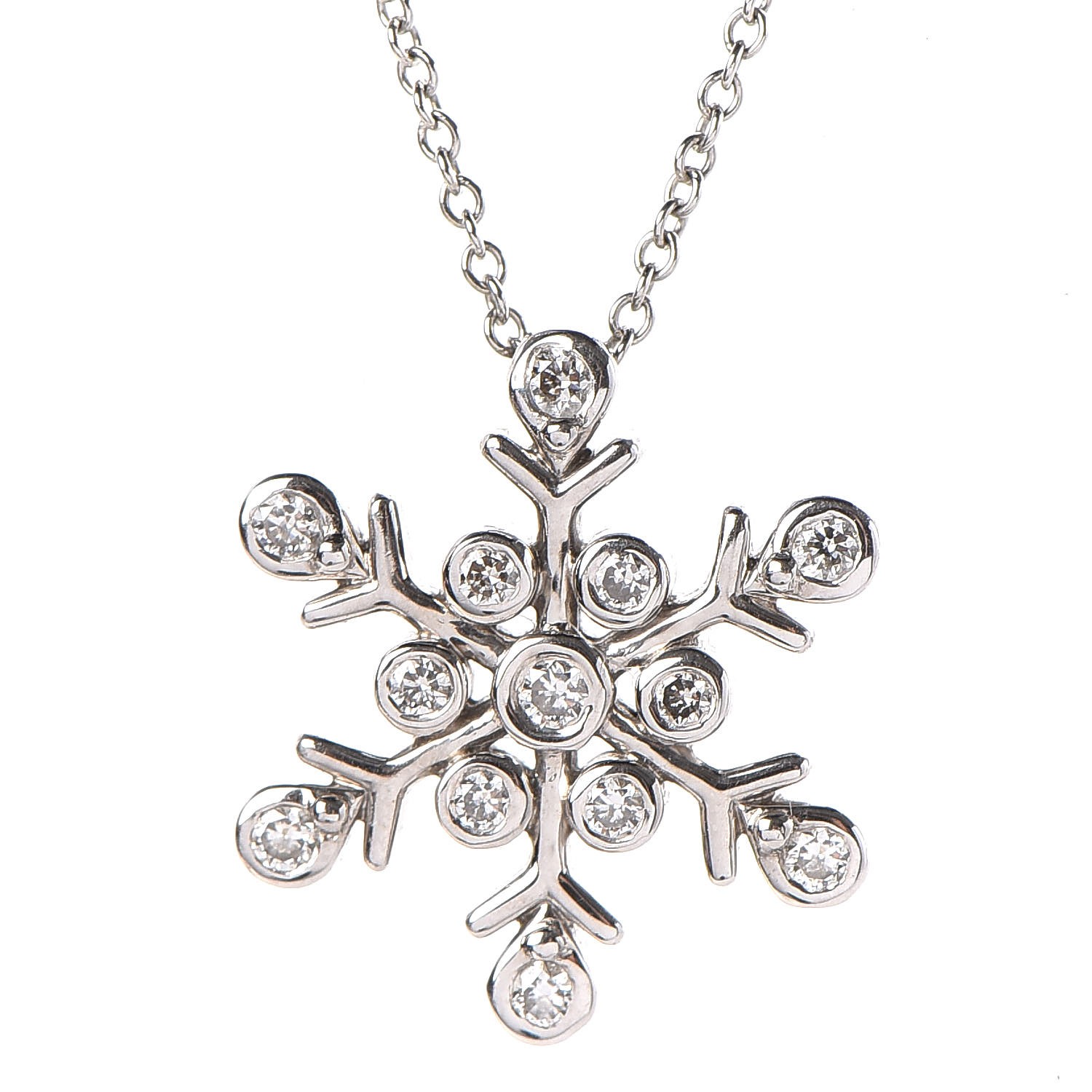 TIFFANY Platinum Diamond Snowflake Pendant Necklace 306479