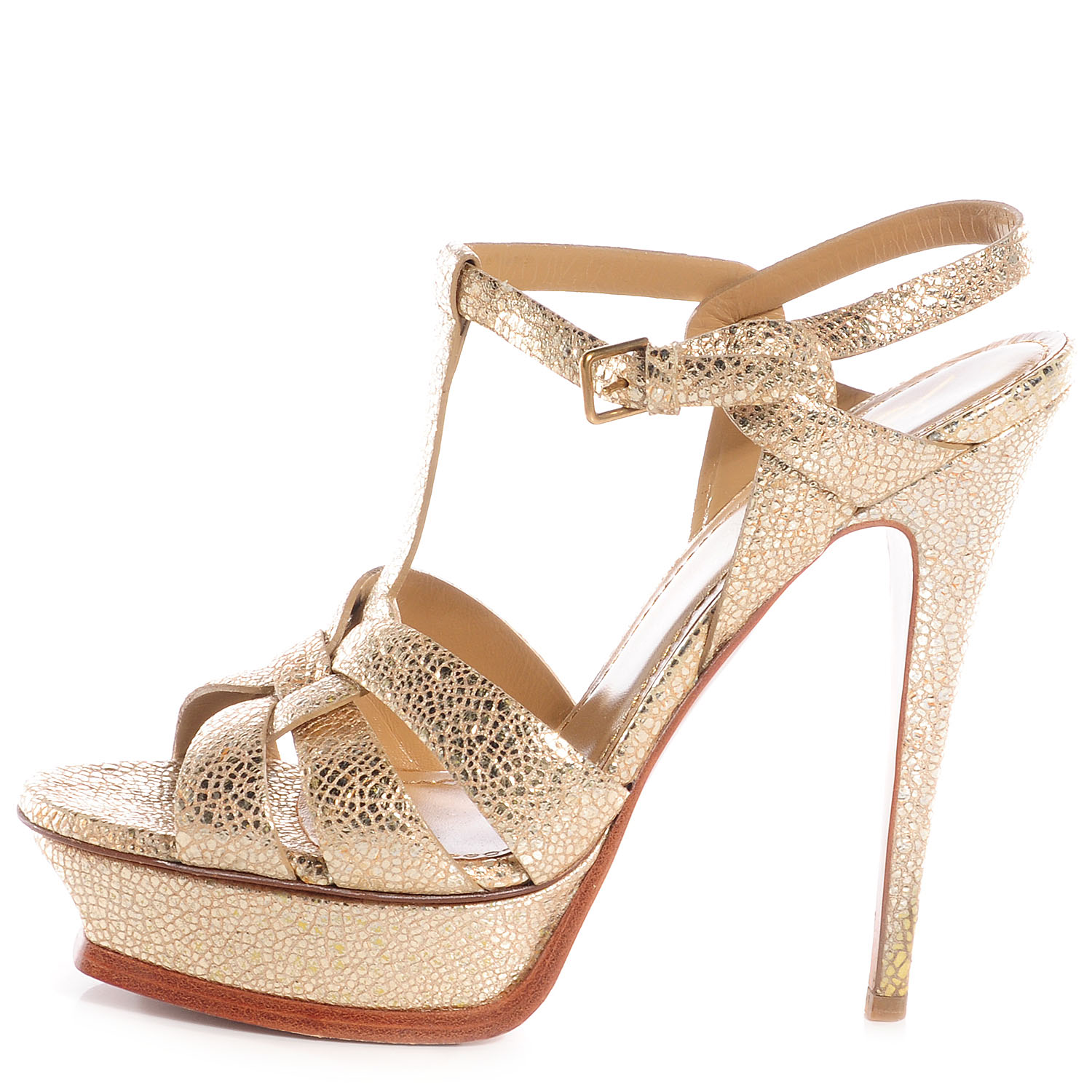 saint laurent gold platform sandals