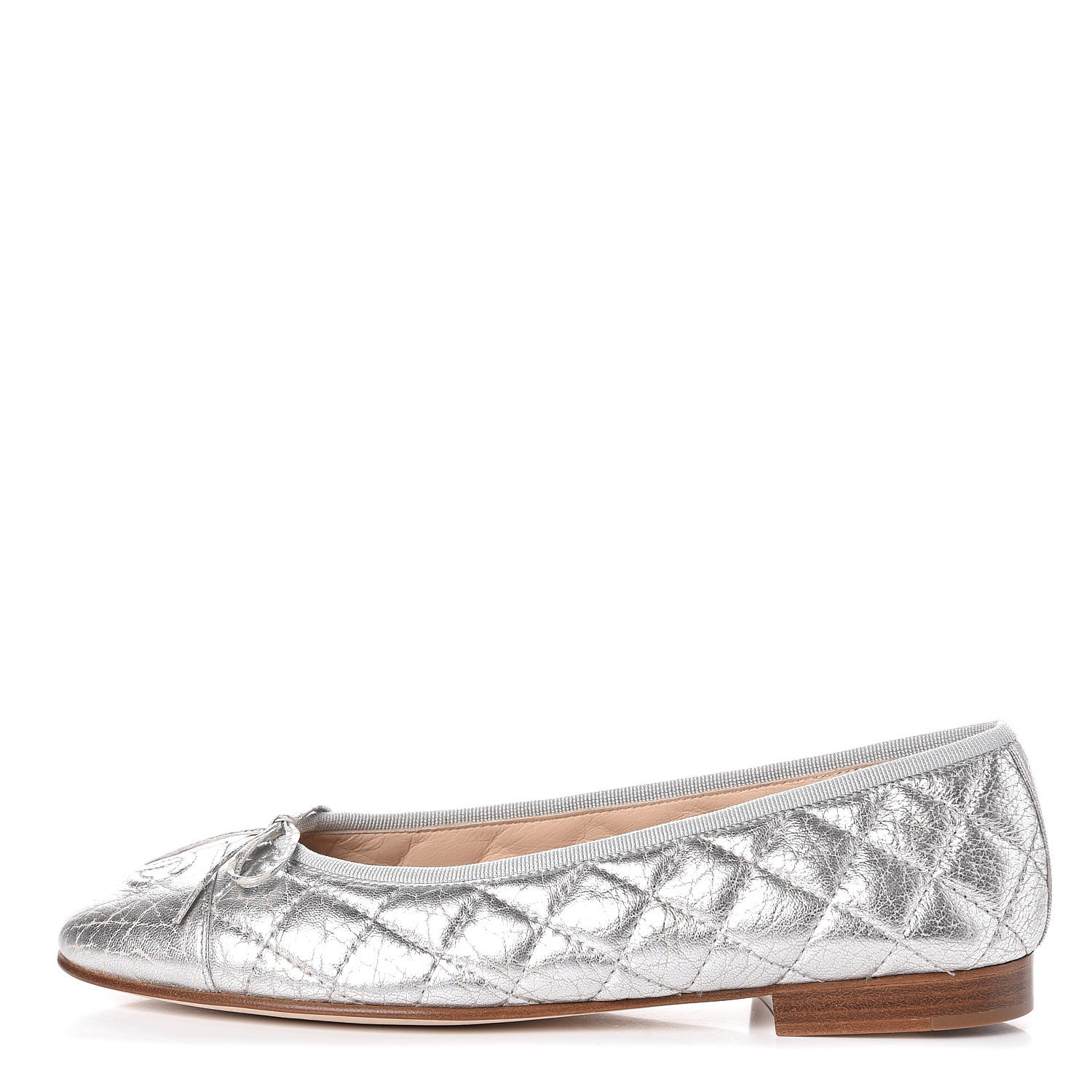 chanel silver ballet flats