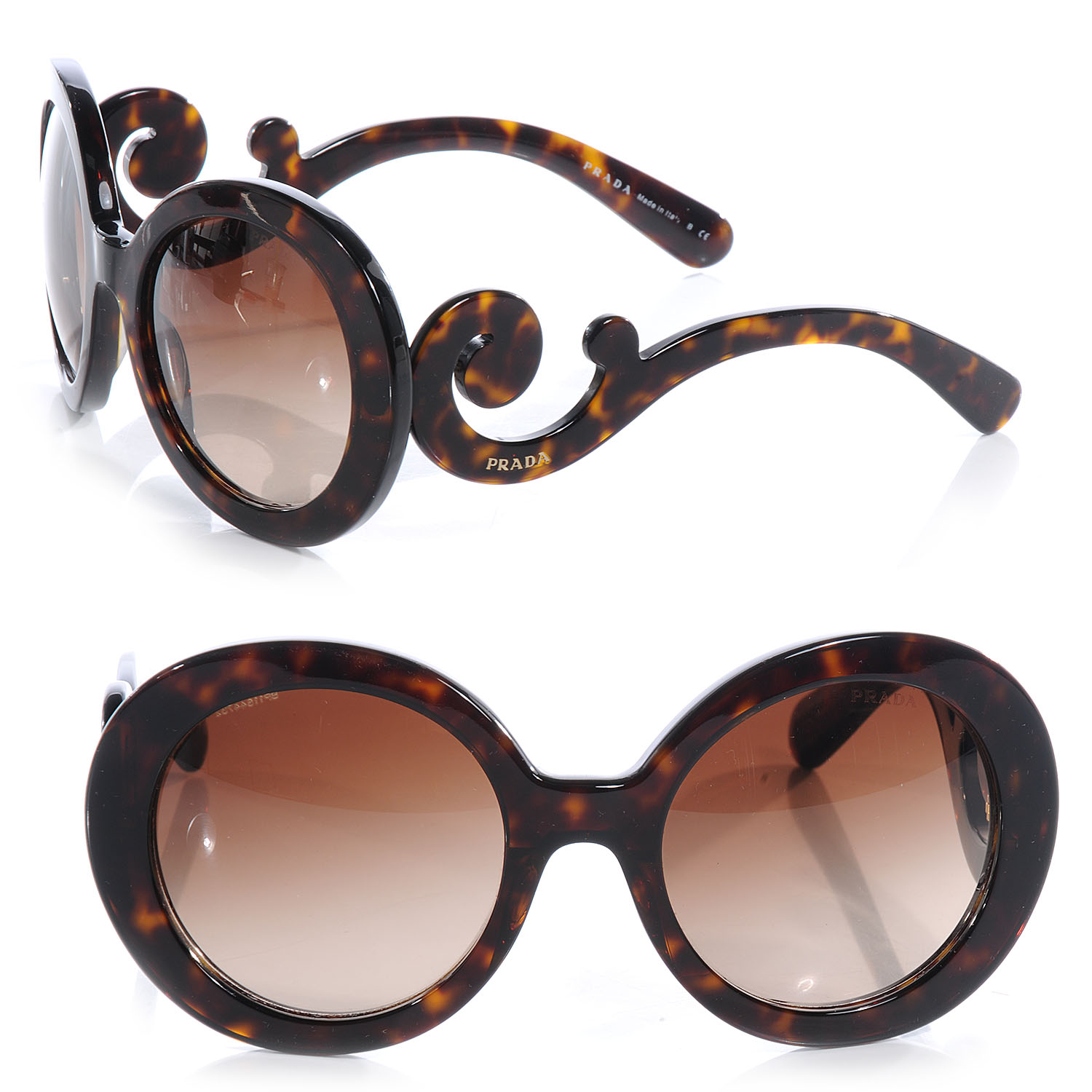 PRADA Gradient Baroque Round Sunglasses PS 27NS Tortoise Shell 60863