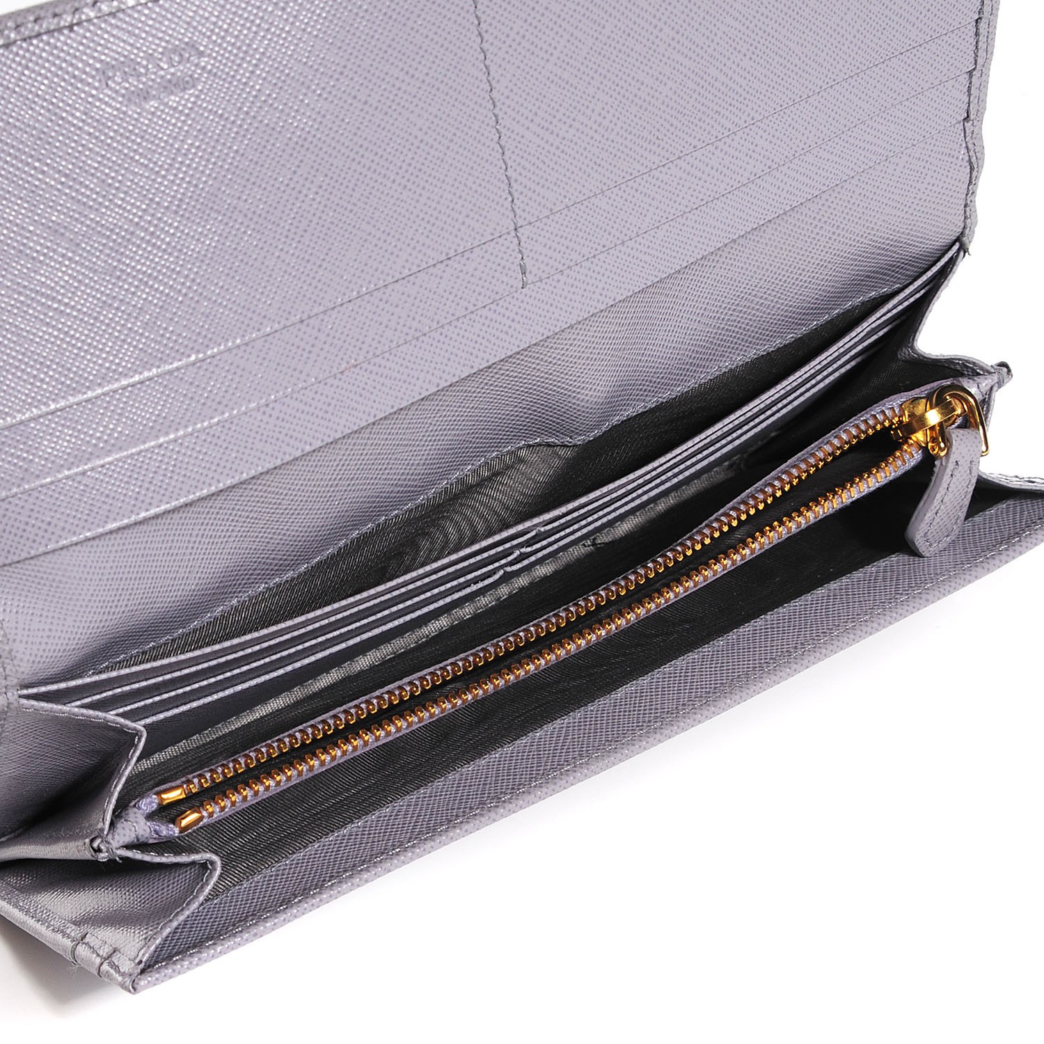 PRADA Saffiano Bow Flap Wallet Glicine 104281