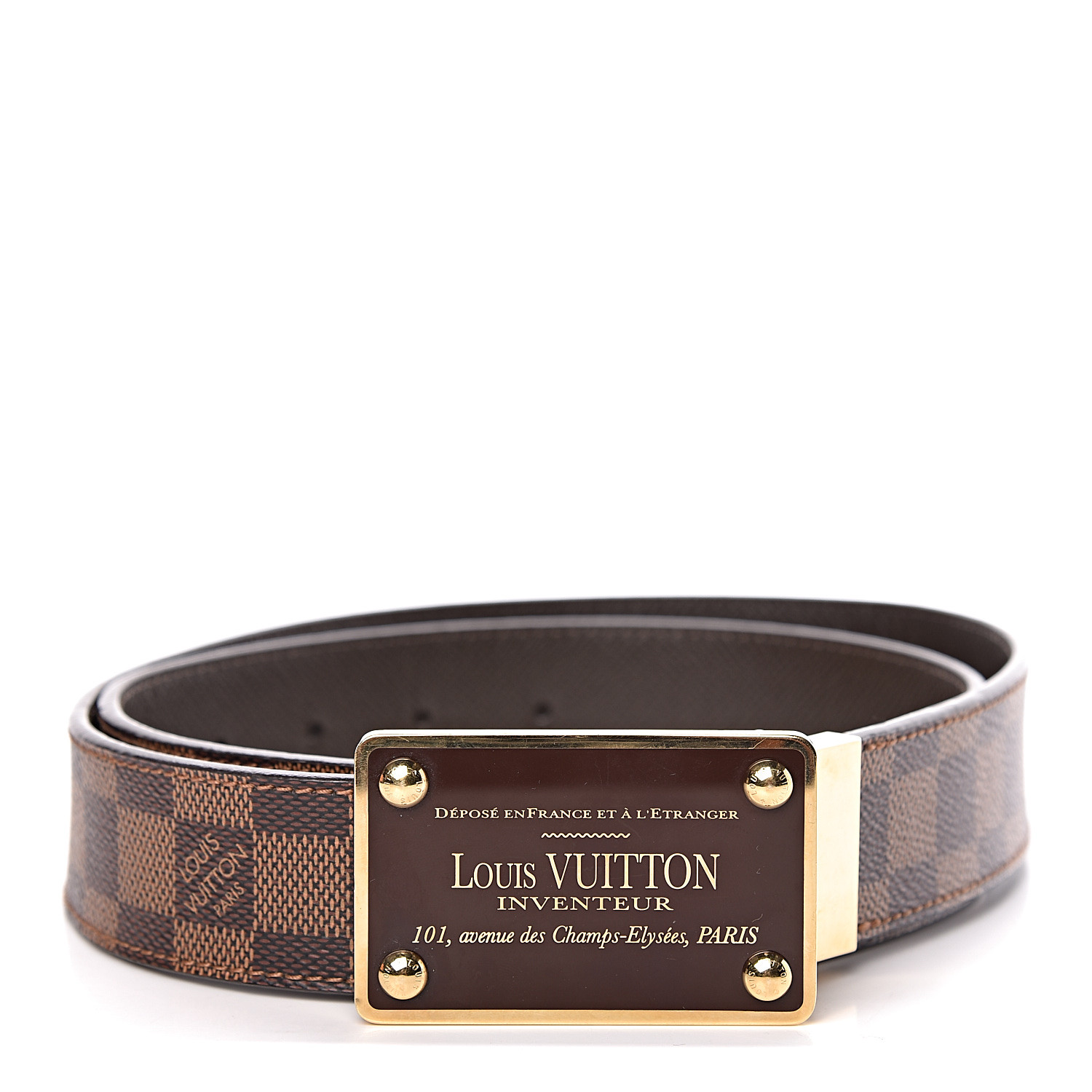 LOUIS VUITTON Ebene 35mm Inventeur Belt 90 489191 FASHIONPHILE