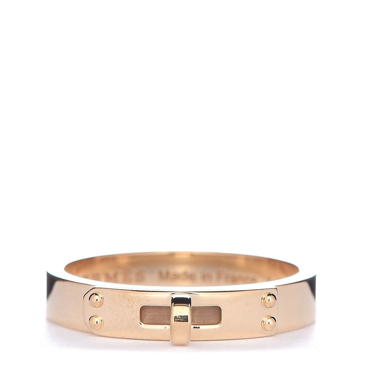 HERMES 18K Yellow Gold TPM Kelly Ring 52 6 489723 | FASHIONPHILE