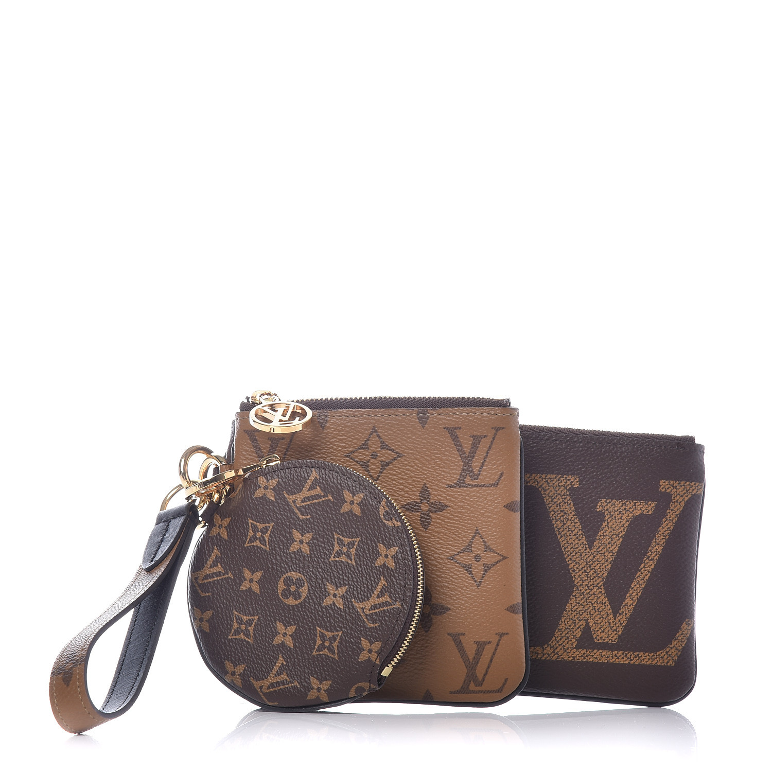 Louis Vuitton, Accessories, Louis Vuitton Pochette Trio Beige Giant  Monogram Reverse M68756 Pouch Canvas