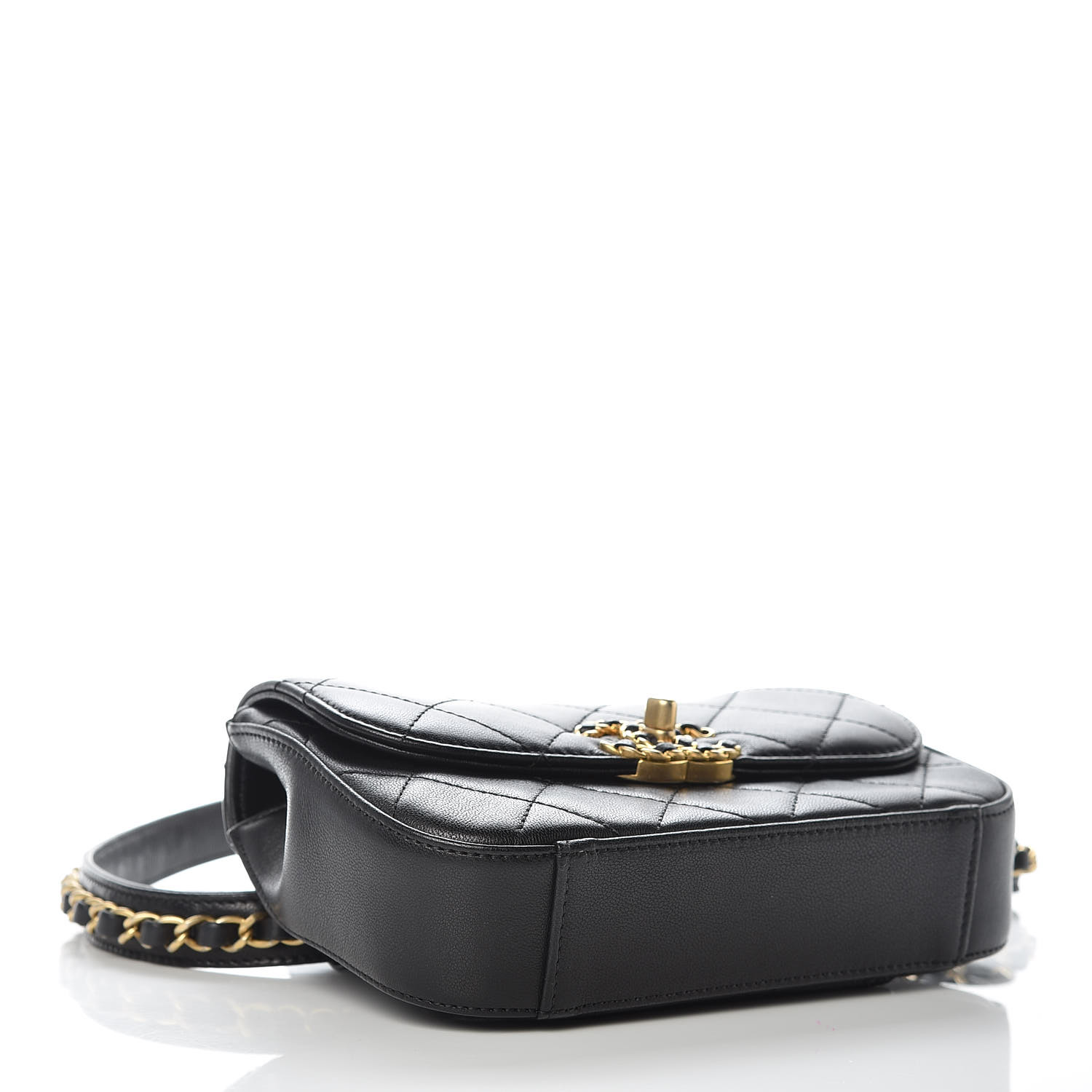CHANEL Lambskin Quilted Chain Infinity Waist Belt Bag Black 402863