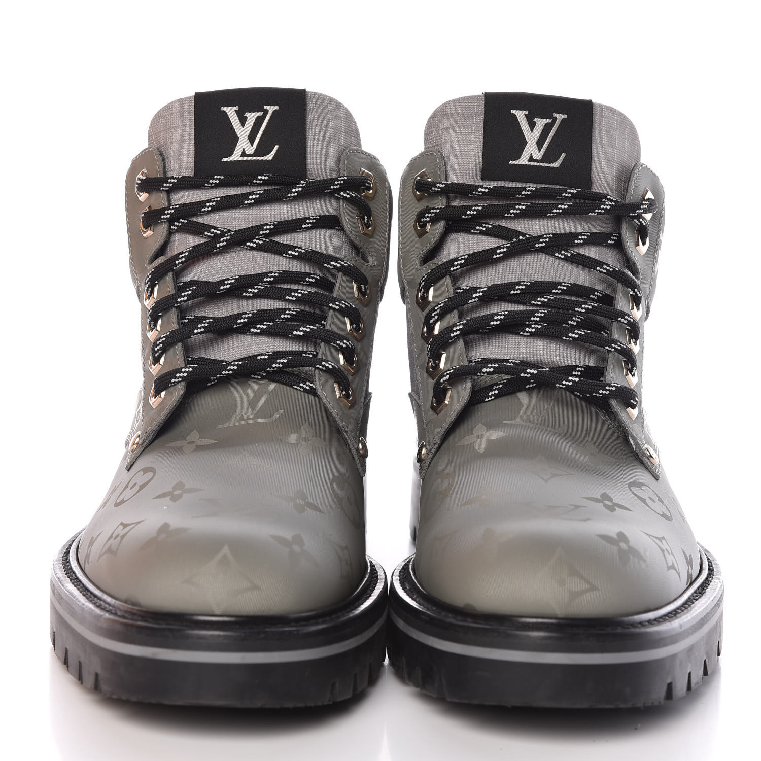 LOUIS VUITTON Monogram Titanium Mens Oberkampf Ankle Boots 7 397335