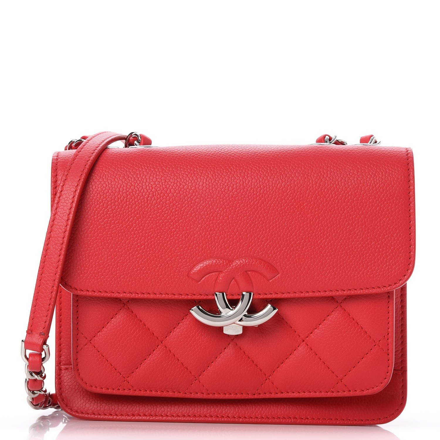 CHANEL Caviar Quilted CC Box Flap Red 267317
