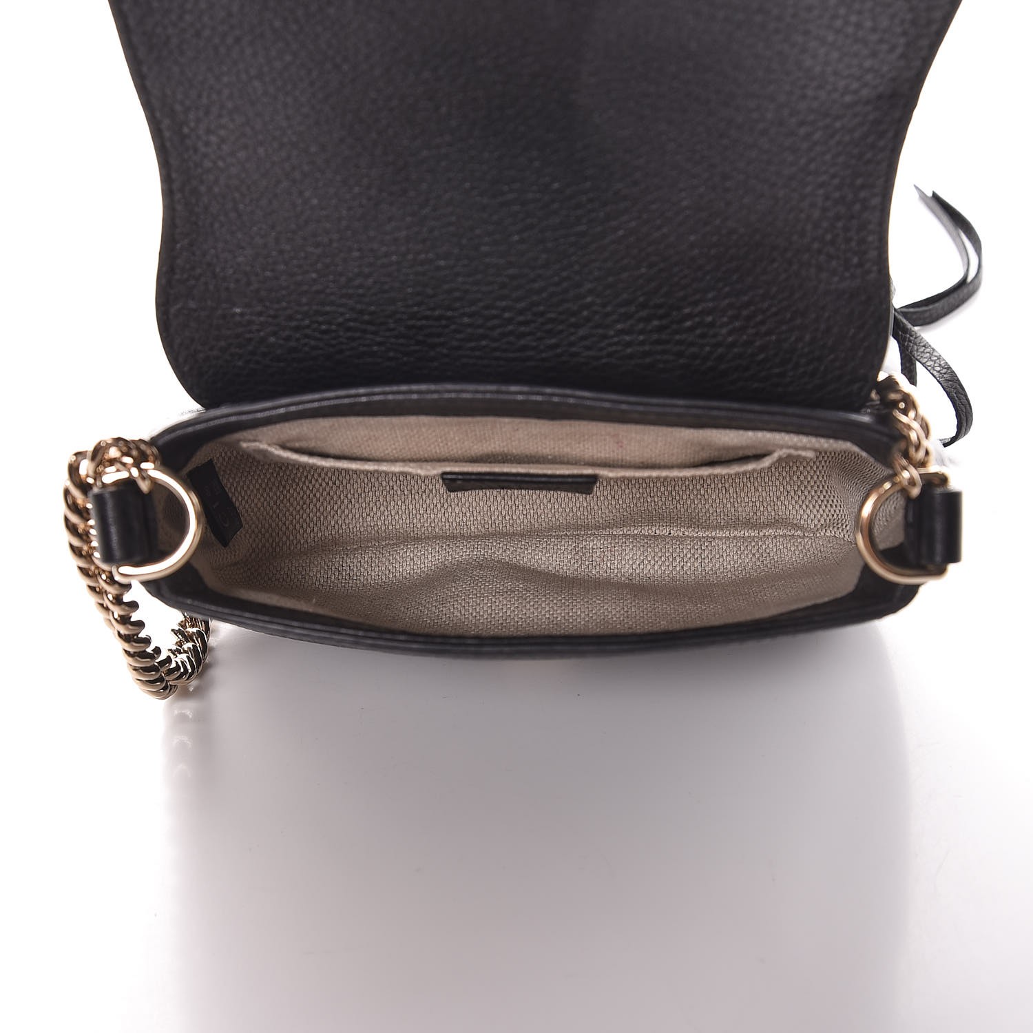 GUCCI Pebbled Calfskin Small Soho Chain Shoulder Bag Black 331344