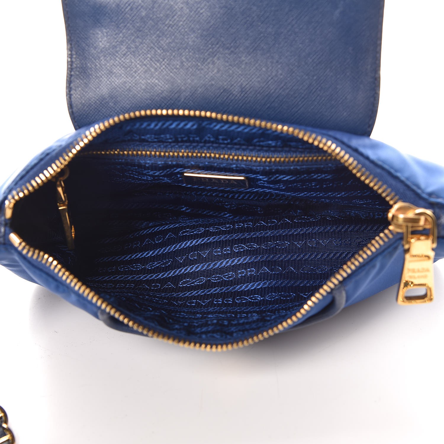 PRADA Tessuto Nylon Saffiano Crossbody Bag Bluette 338872