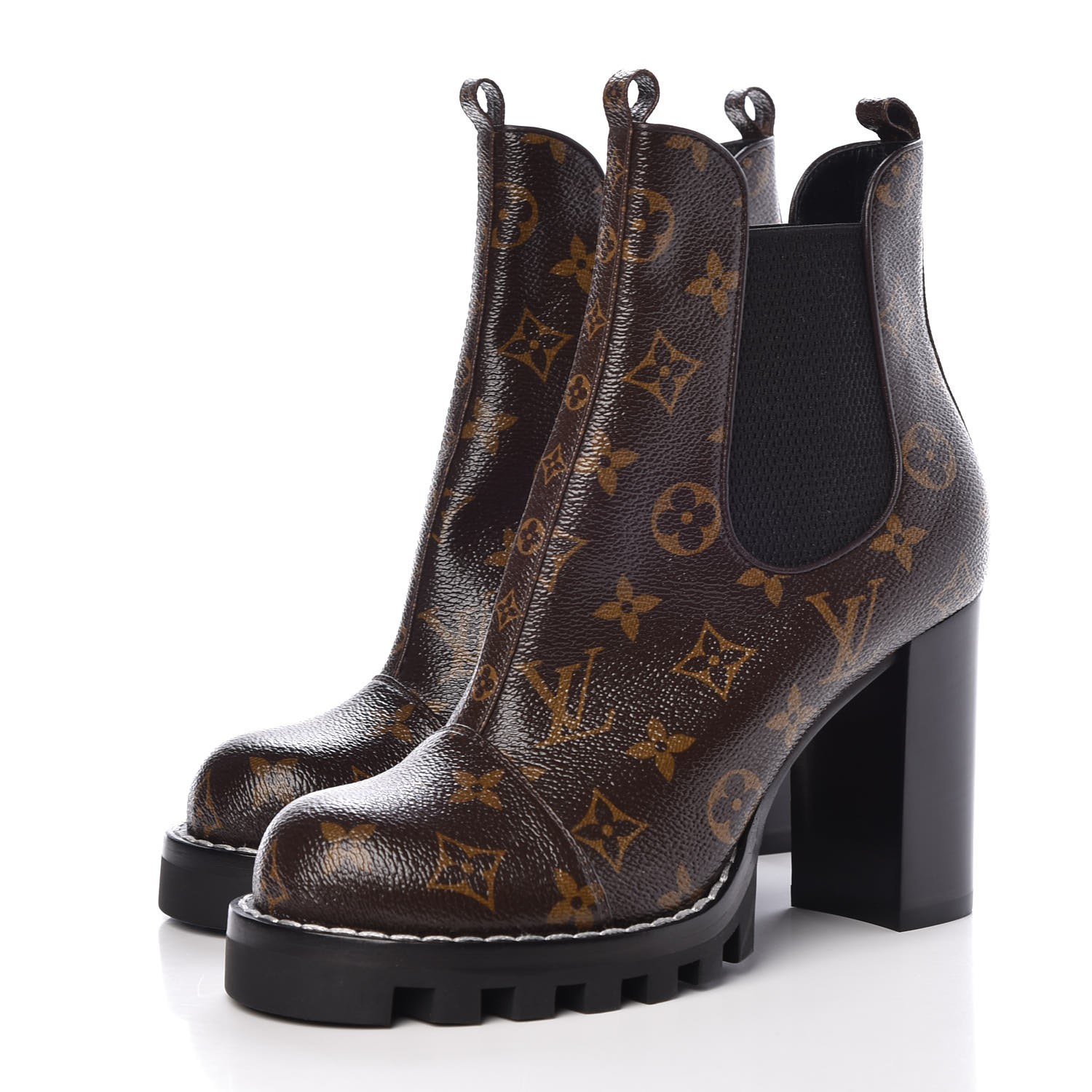 LOUIS VUITTON Patent Monogram Star Trail Ankle Boots 38 313549