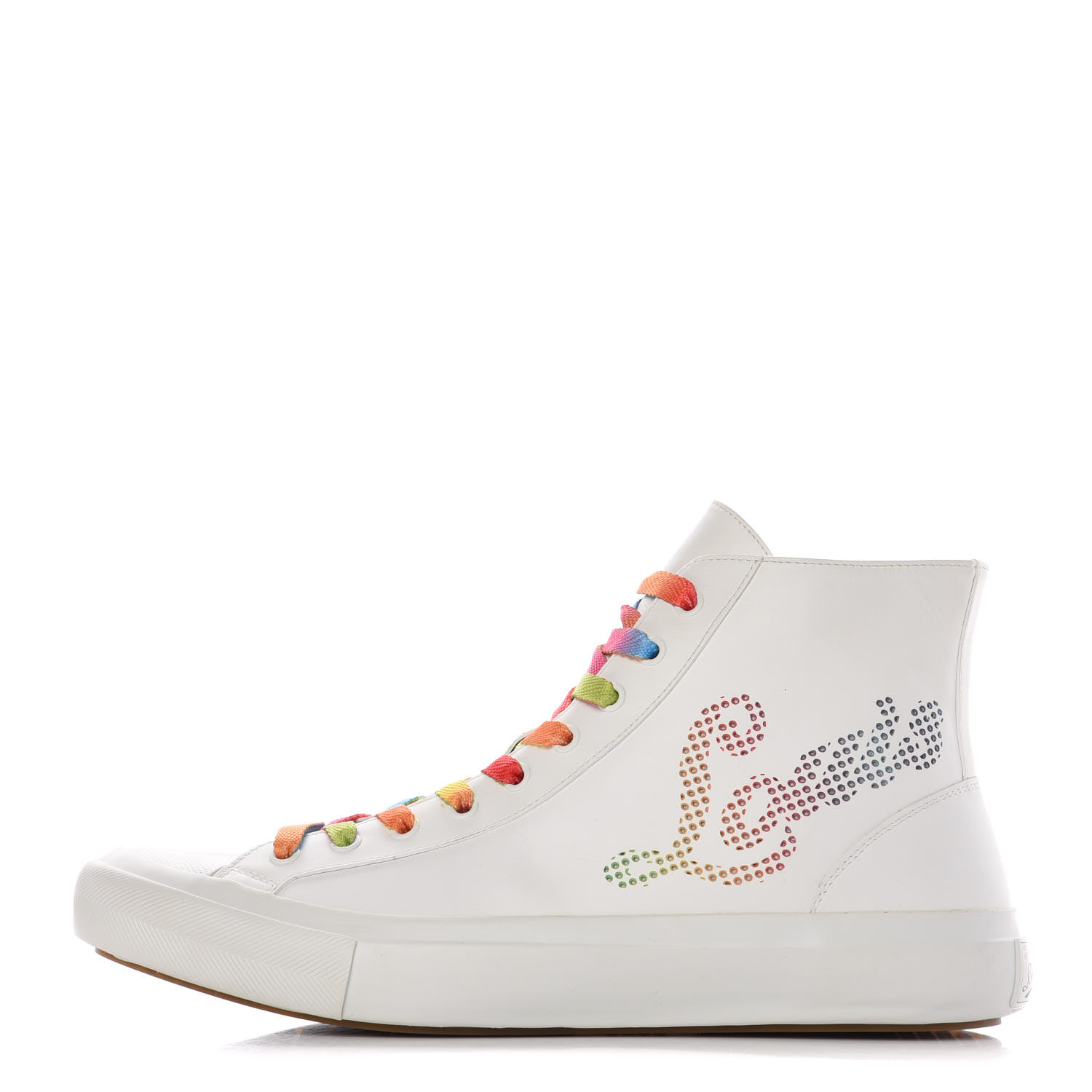 LOUIS VUITTON Calfskin Mens Tattoo Sneaker Boots 7 White Multicolor 363011