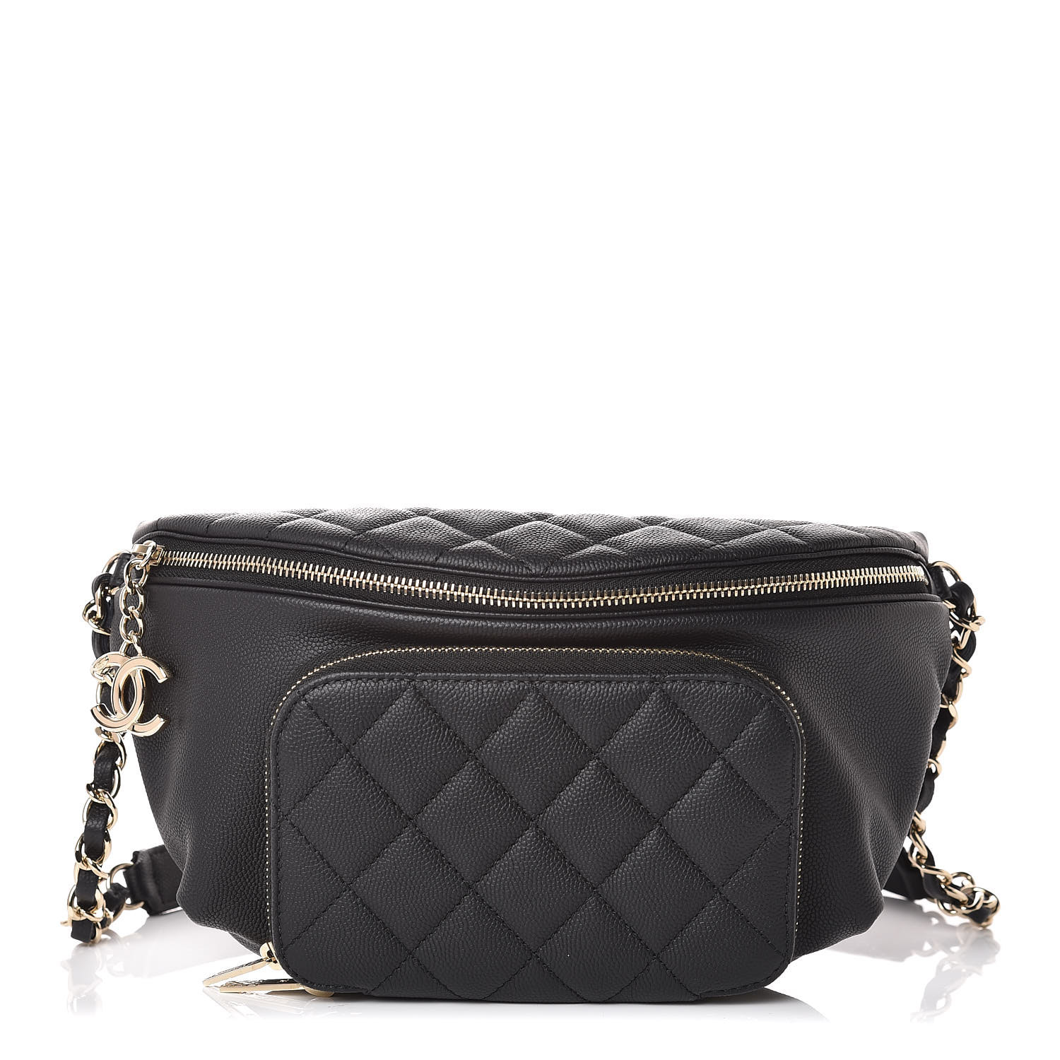 CHANEL Caviar Quilted Business Affinity Waist Belt Bag Black 362586