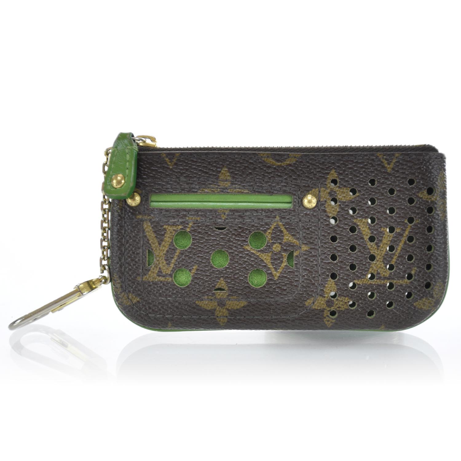 LOUIS VUITTON Perforated Key Ring Cles Pochette Green 31150