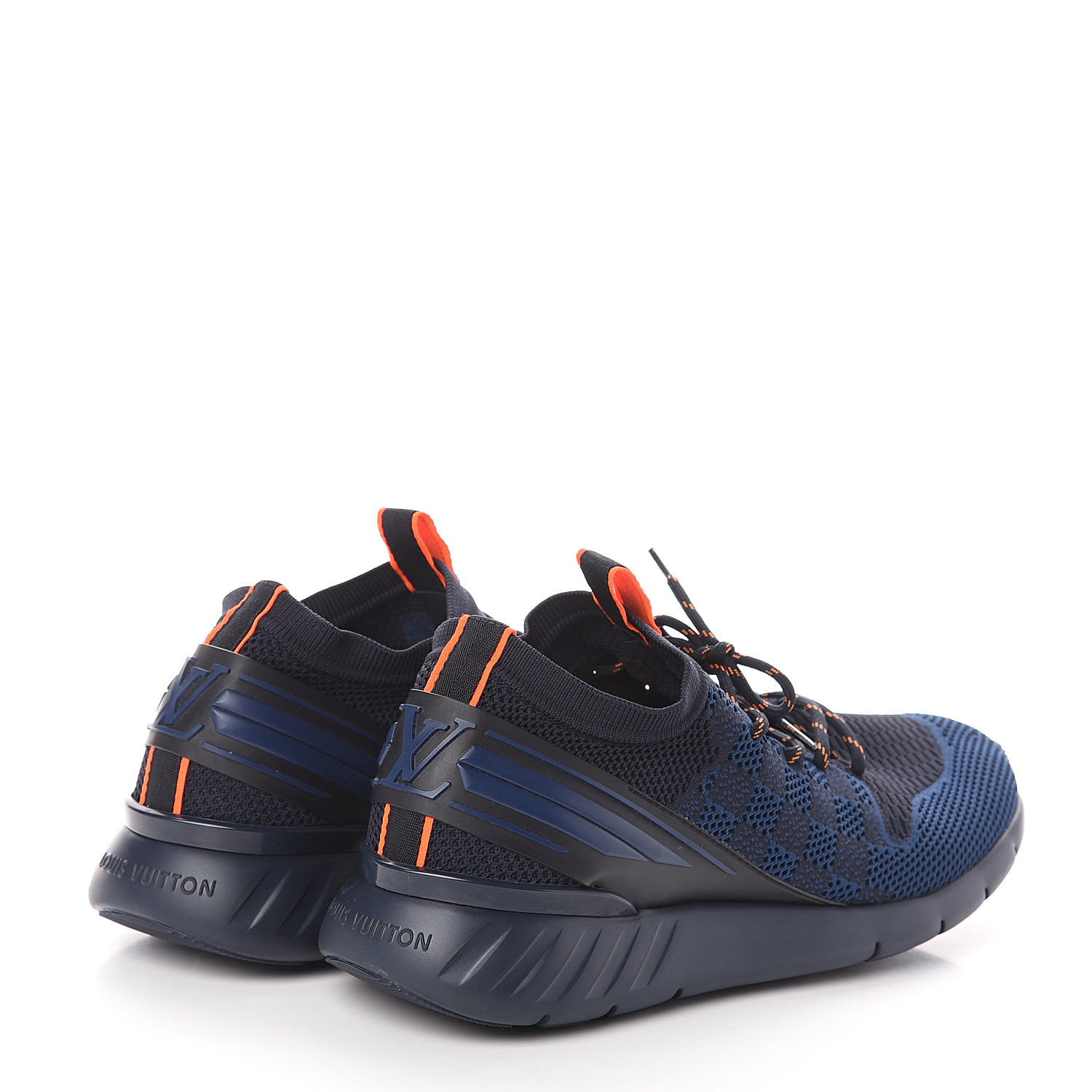LOUIS VUITTON Damier Knit Mens Fastlane Sneakers 8.5 Cobalt 572244