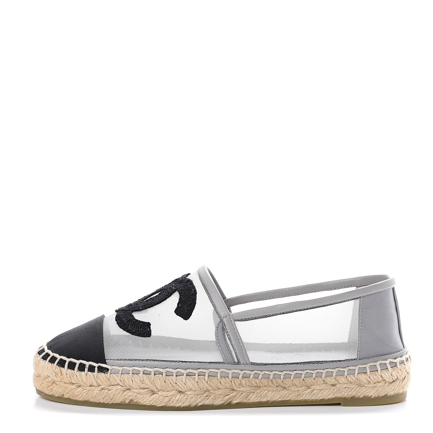 CHANEL Mesh Grosgrain CC Espadrilles 35 