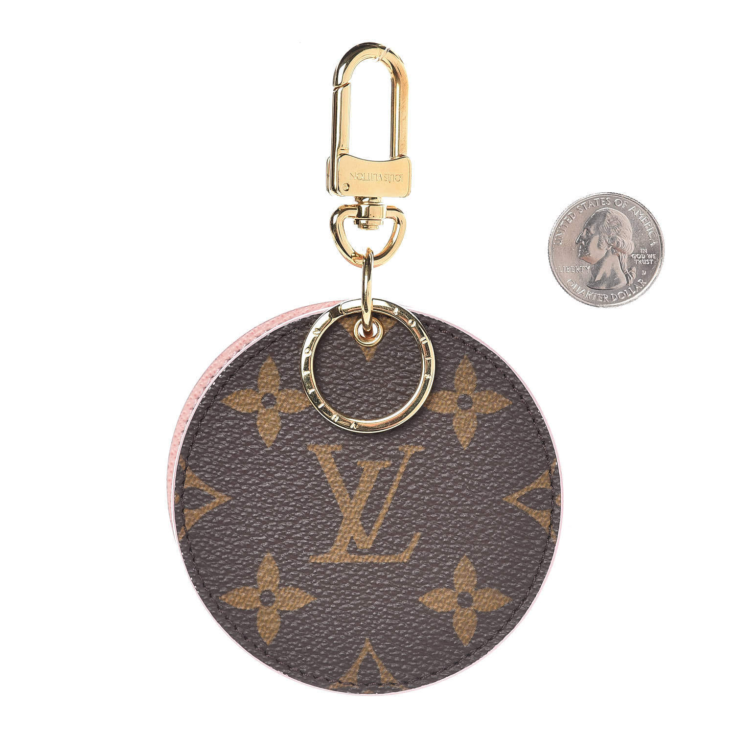 LOUIS VUITTON Monogram LV Mirror Bag Charm Key Holder Rose Ballerine 354800