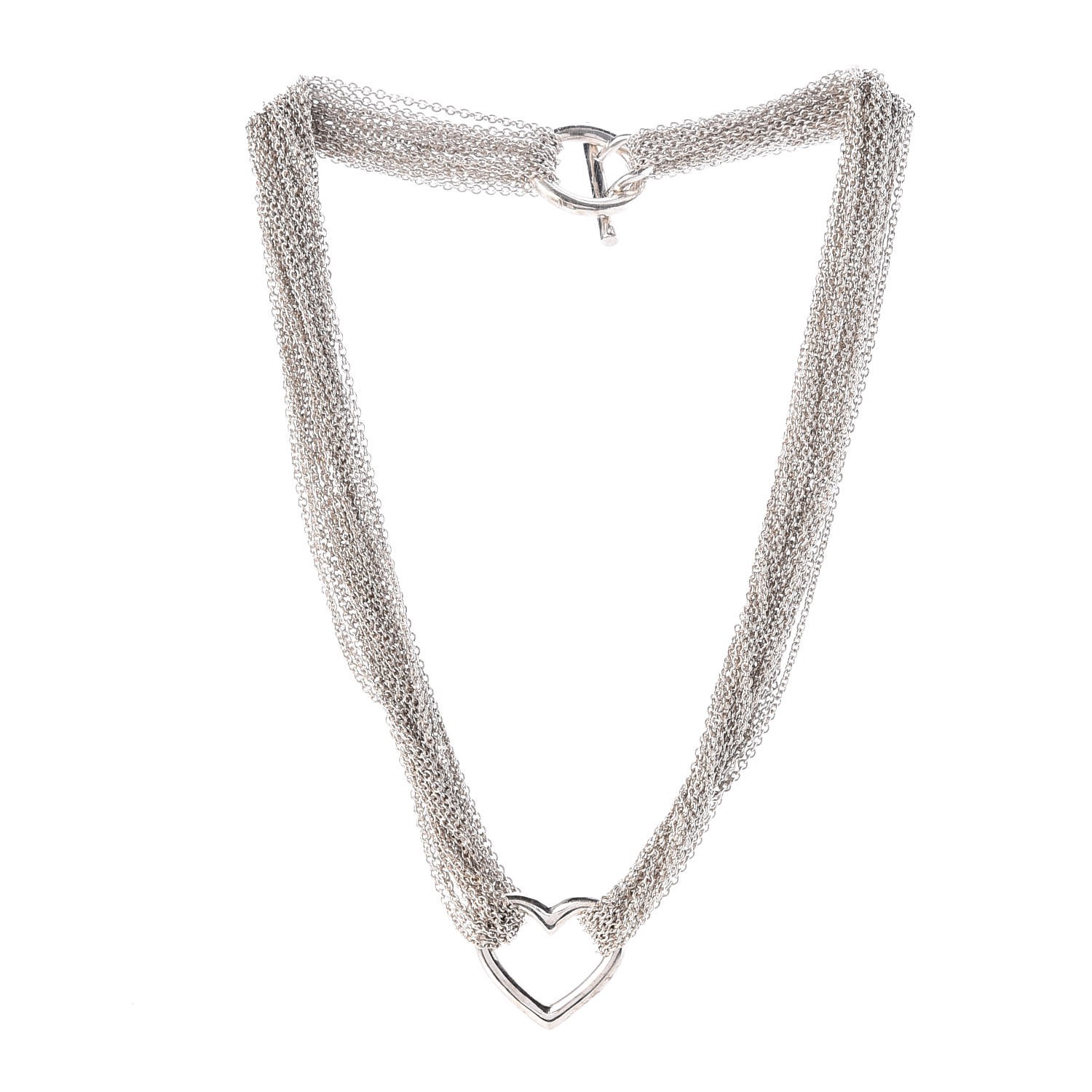 TIFFANY Sterling Silver Heart Mesh Toggle Necklace 320350 | FASHIONPHILE